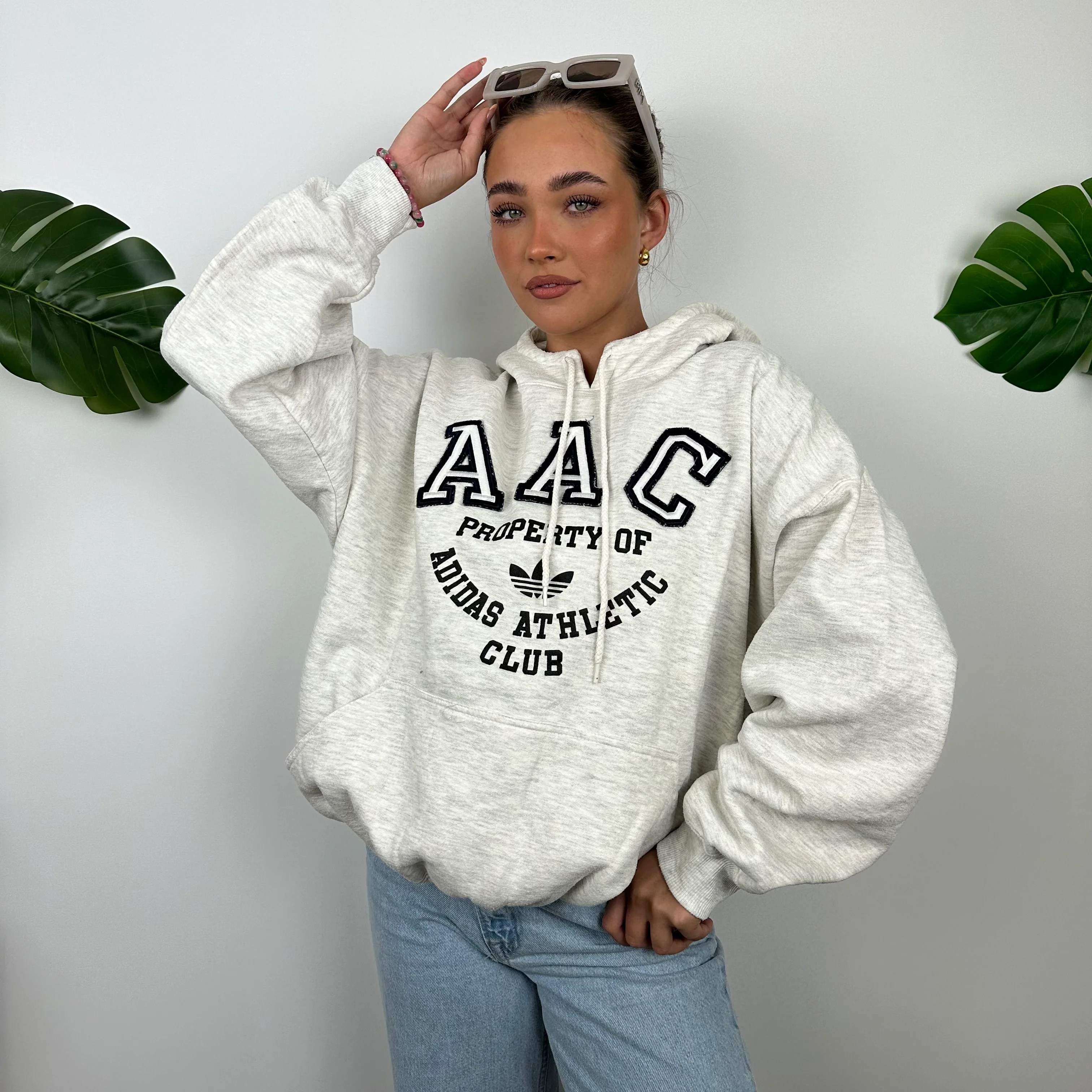 Adidas Athletic Club Grey Embroidered Spell Out Hoodie (M) - Image 2