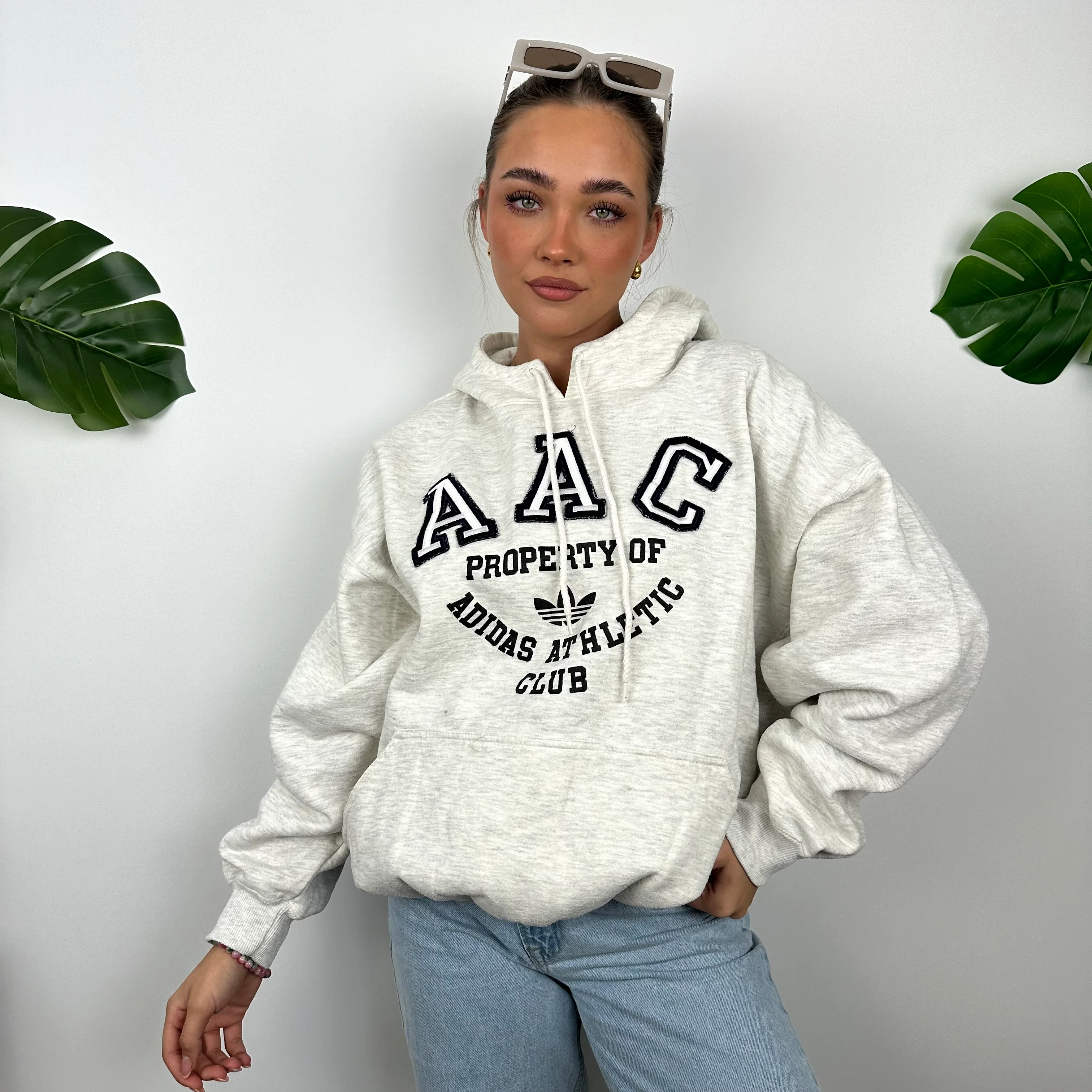 Adidas Athletic Club Grey Embroidered Spell Out Hoodie (M) - Image 6