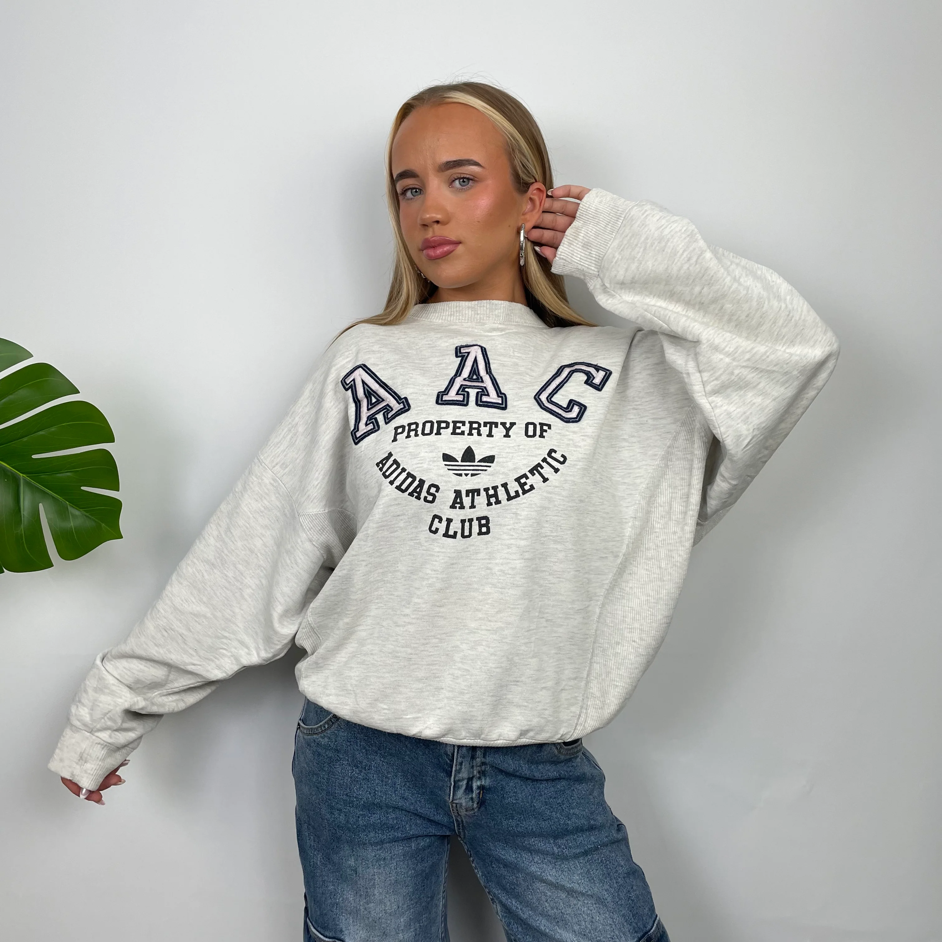 Adidas Athletic Club Grey Embroidered Spell Out Sweatshirt (S) - Image 4