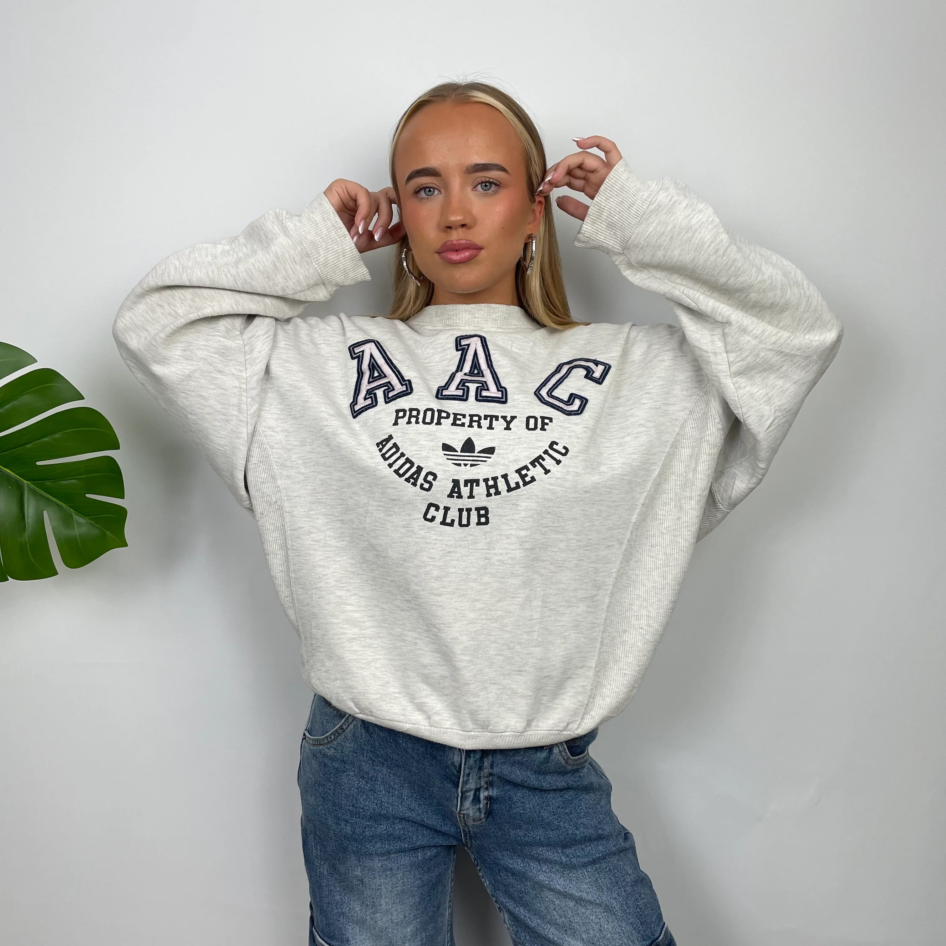 Adidas Athletic Club Grey Embroidered Spell Out Sweatshirt (S) - Image 5