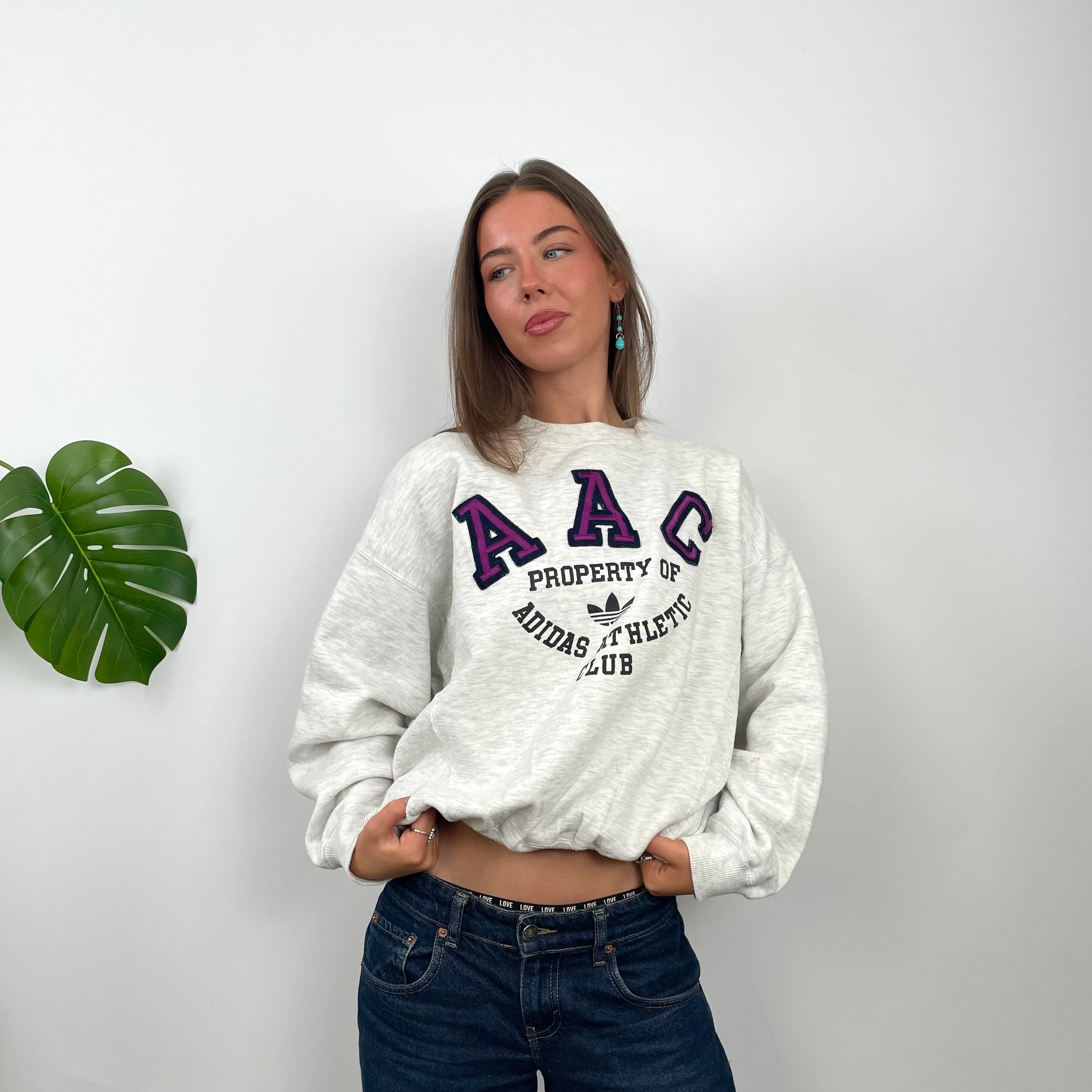 Adidas Athletic Club Grey Embroidered Spell Out Sweatshirt (S) - Image 2
