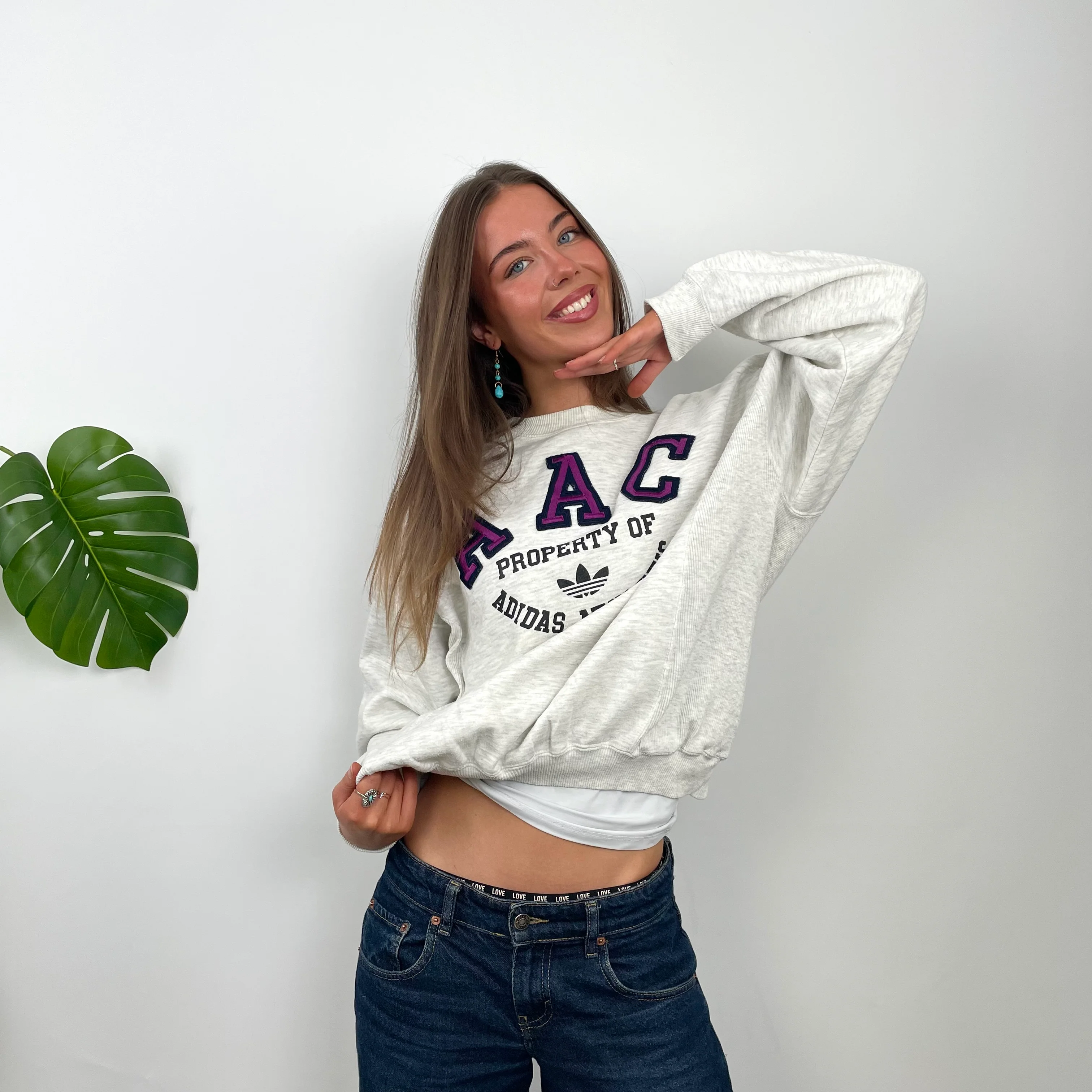 Adidas Athletic Club Grey Embroidered Spell Out Sweatshirt (S) - Image 3