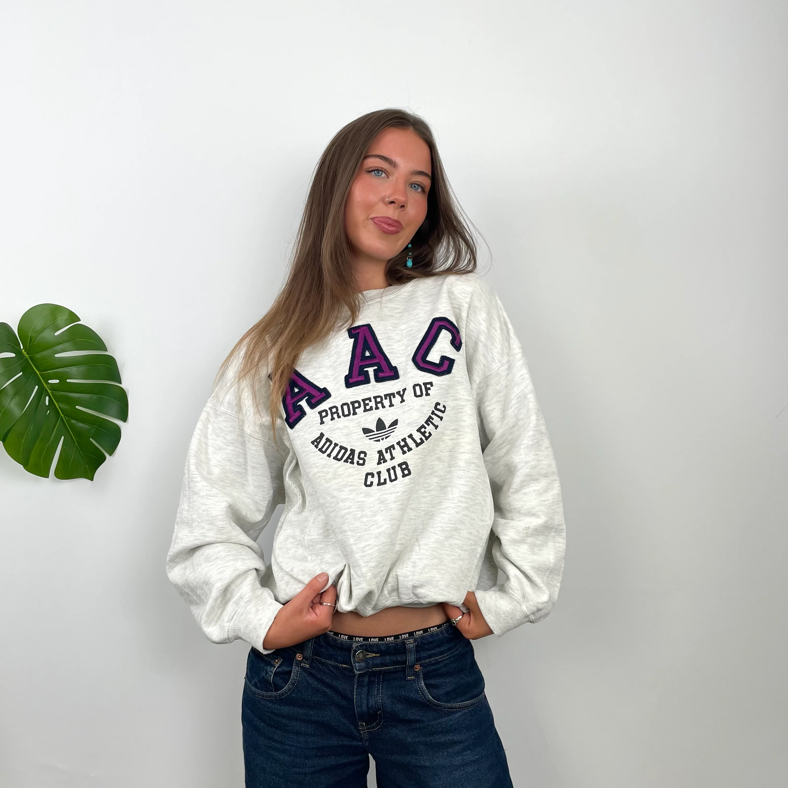 Adidas Athletic Club Grey Embroidered Spell Out Sweatshirt (S) - Image 6
