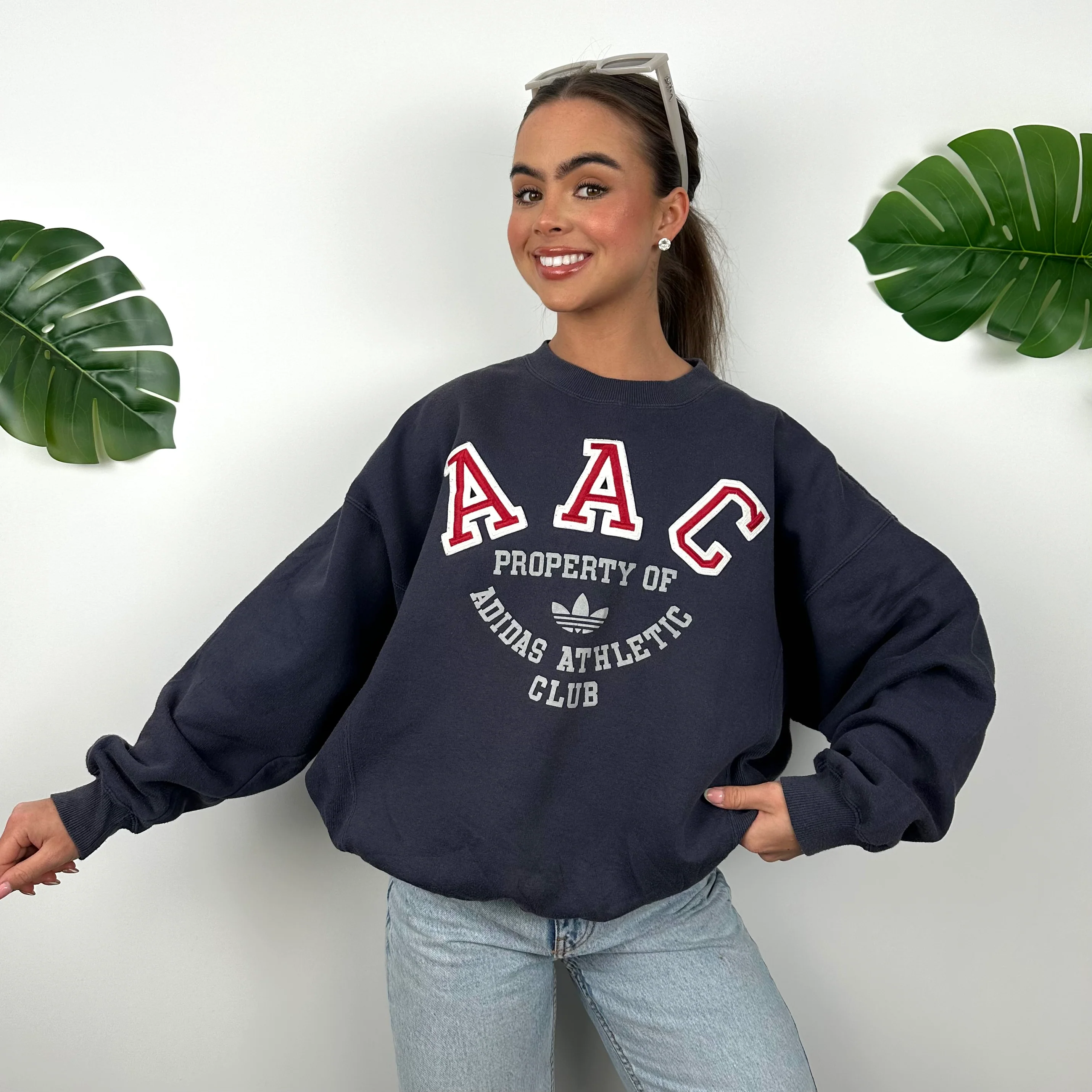 Adidas Athletic Club Navy Embroidered Spell Out Sweatshirt (M) - Image 3