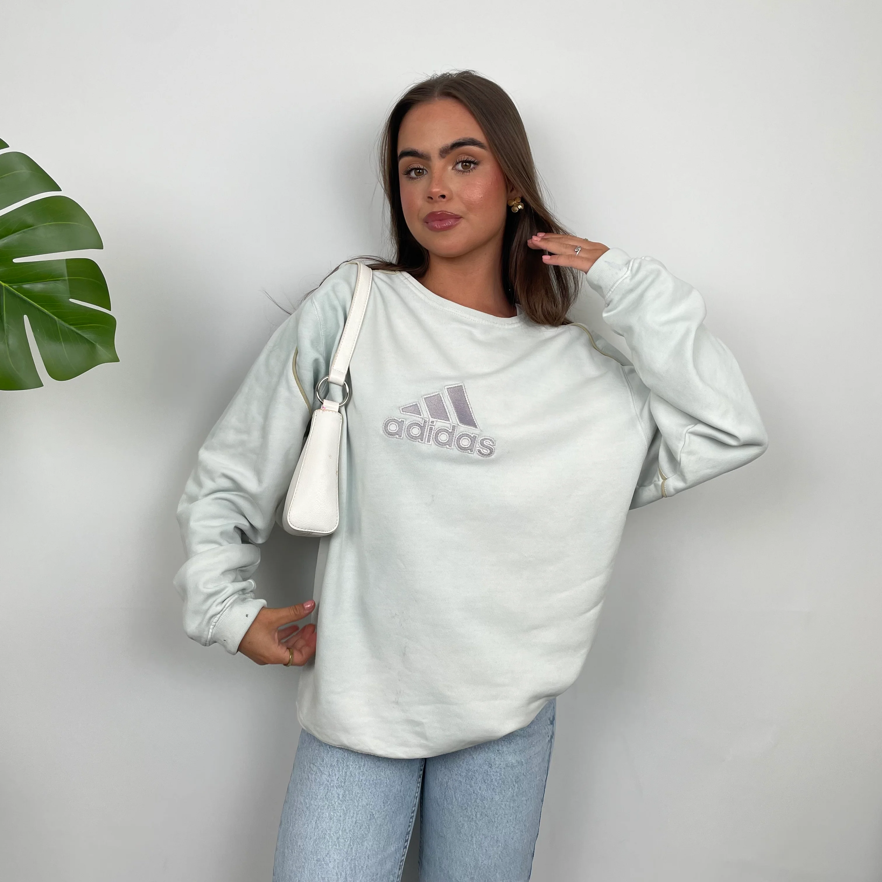 Adidas Baby Blue Embroidered Spell Out Sweatshirt (L) - Image 2