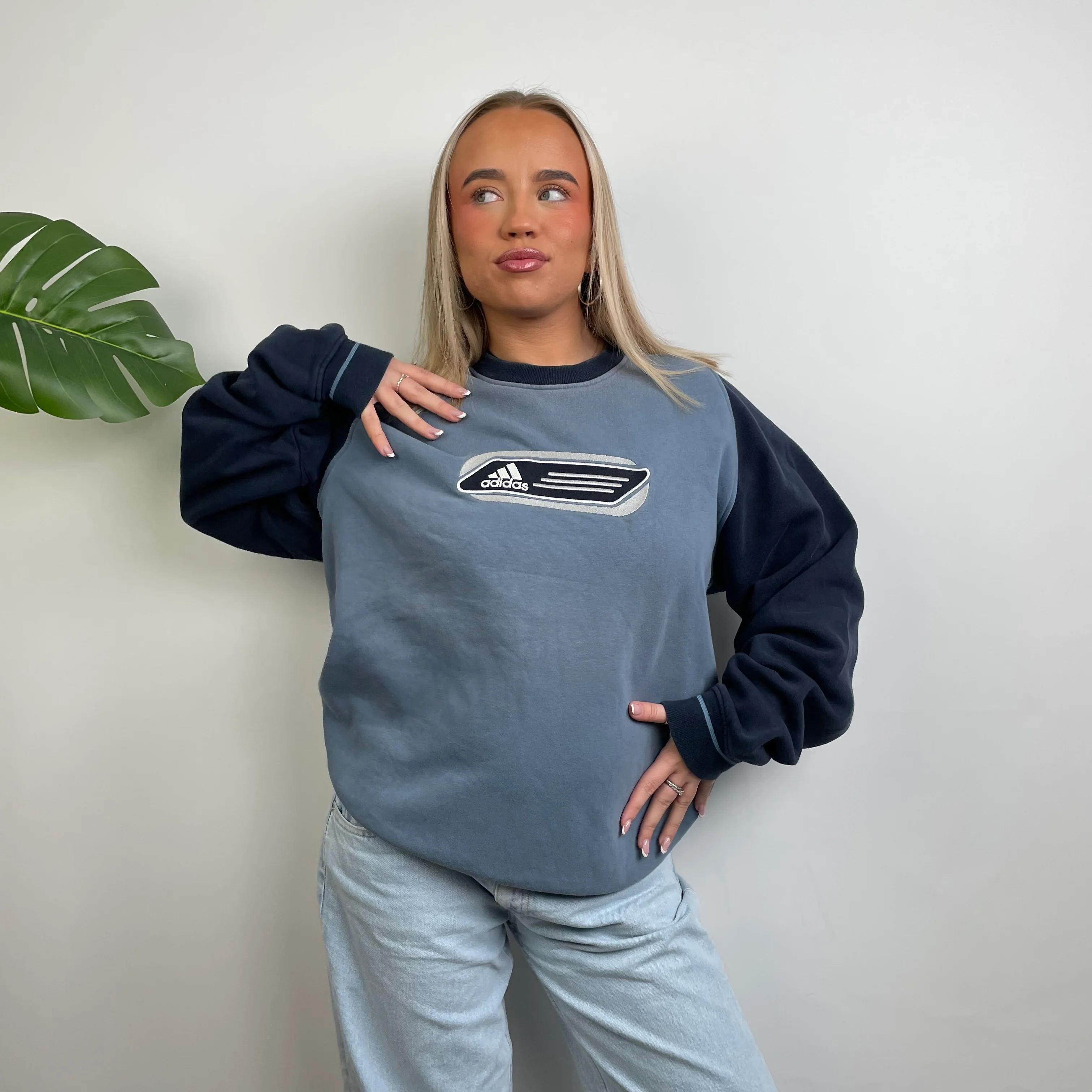 Adidas Baby Blue Embroidered Spell Out Sweatshirt (L) - Image 2