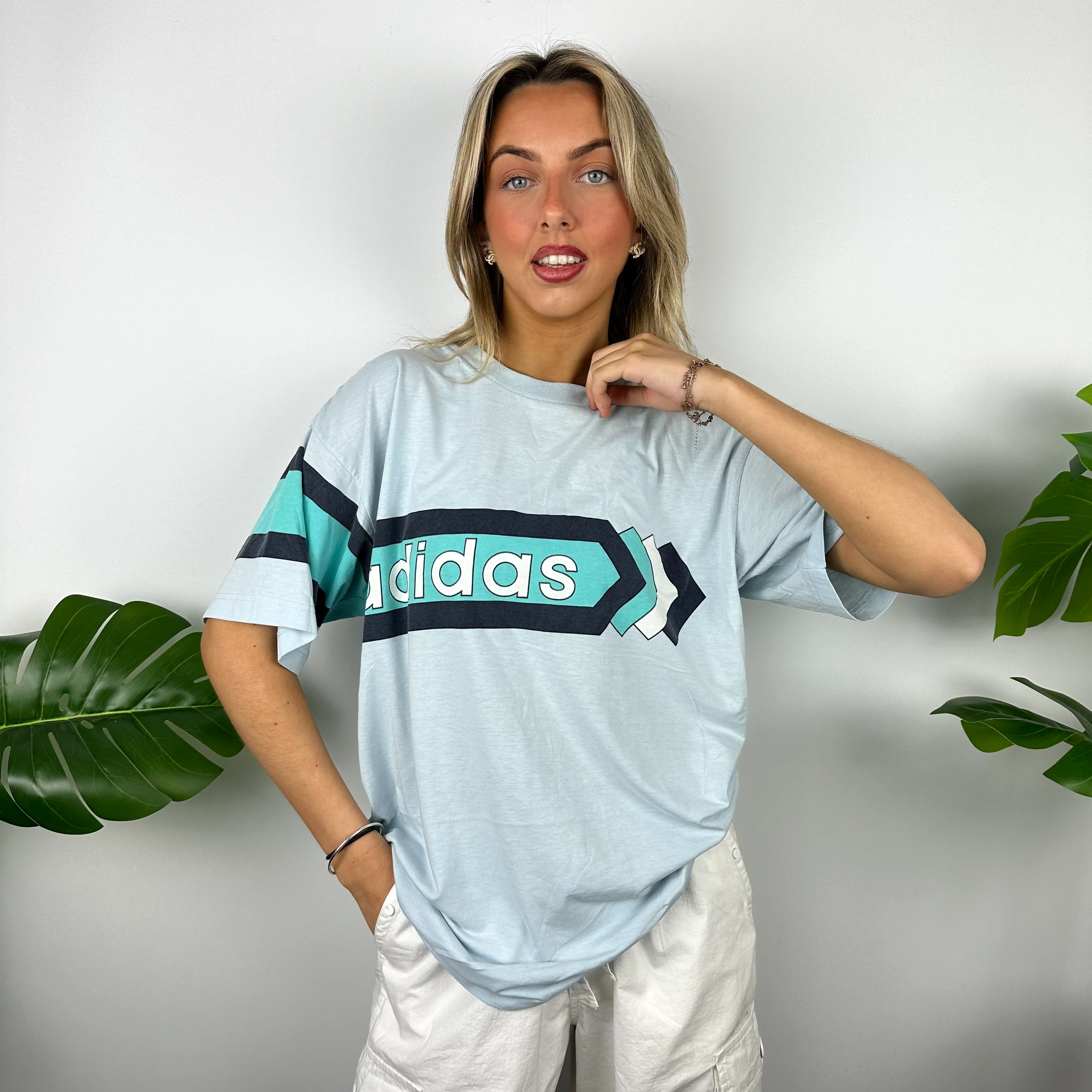 Adidas Baby Blue Spell Out T Shirt (L)