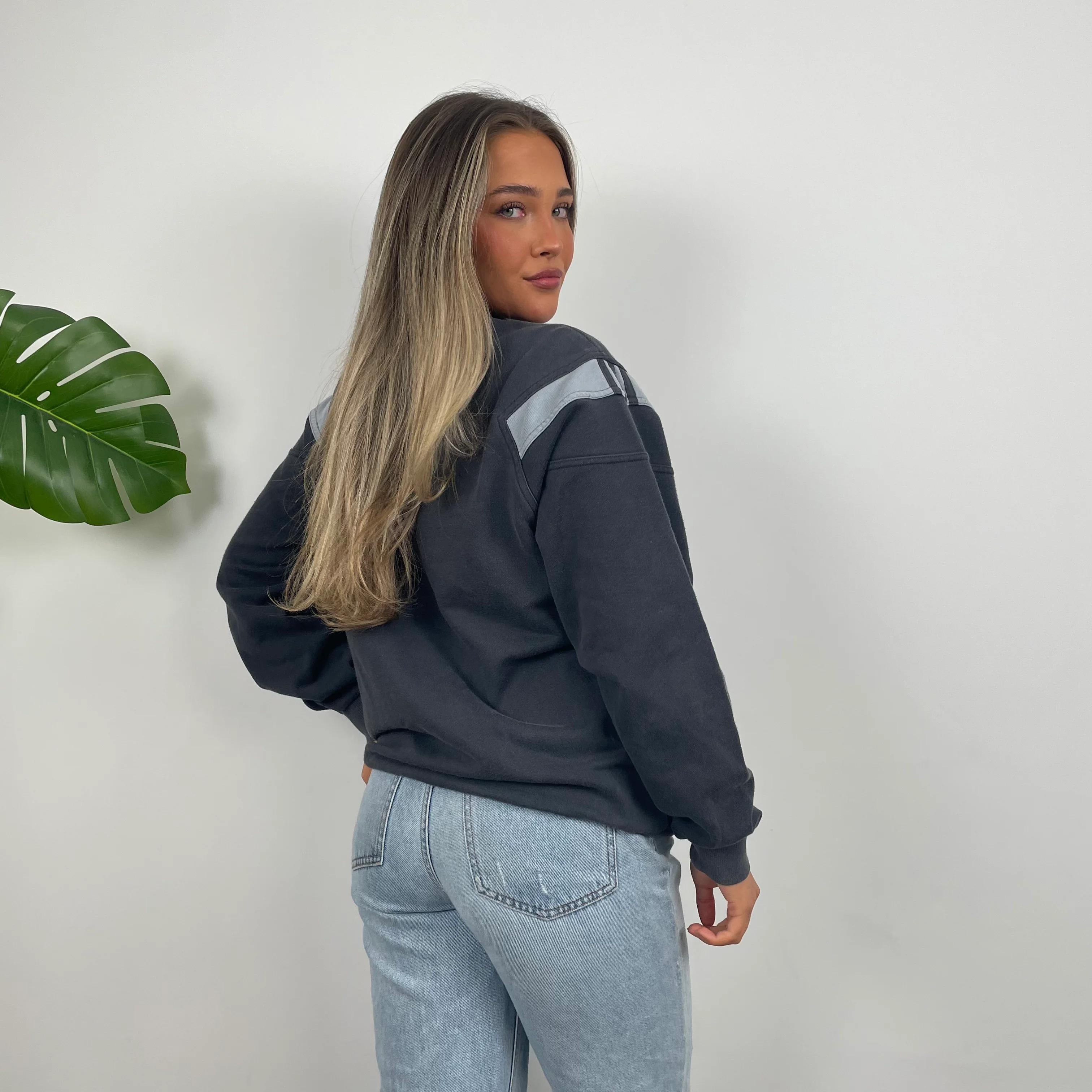 Adidas Black and Grey Embroidered Spell Out Sweatshirt (M) - Image 6