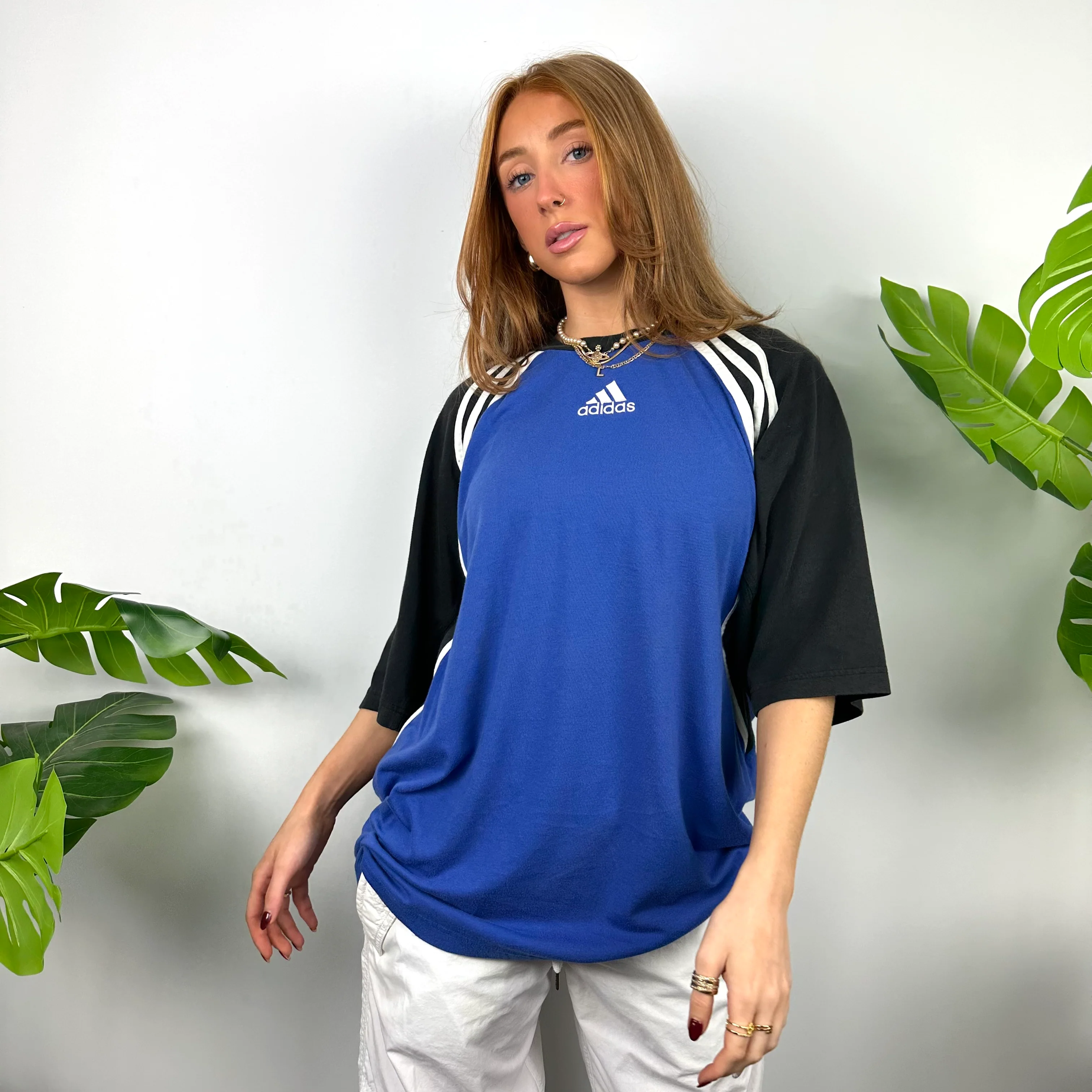 Adidas Black & Blue Embroidered Spell Out T Shirt (XL) - Image 6
