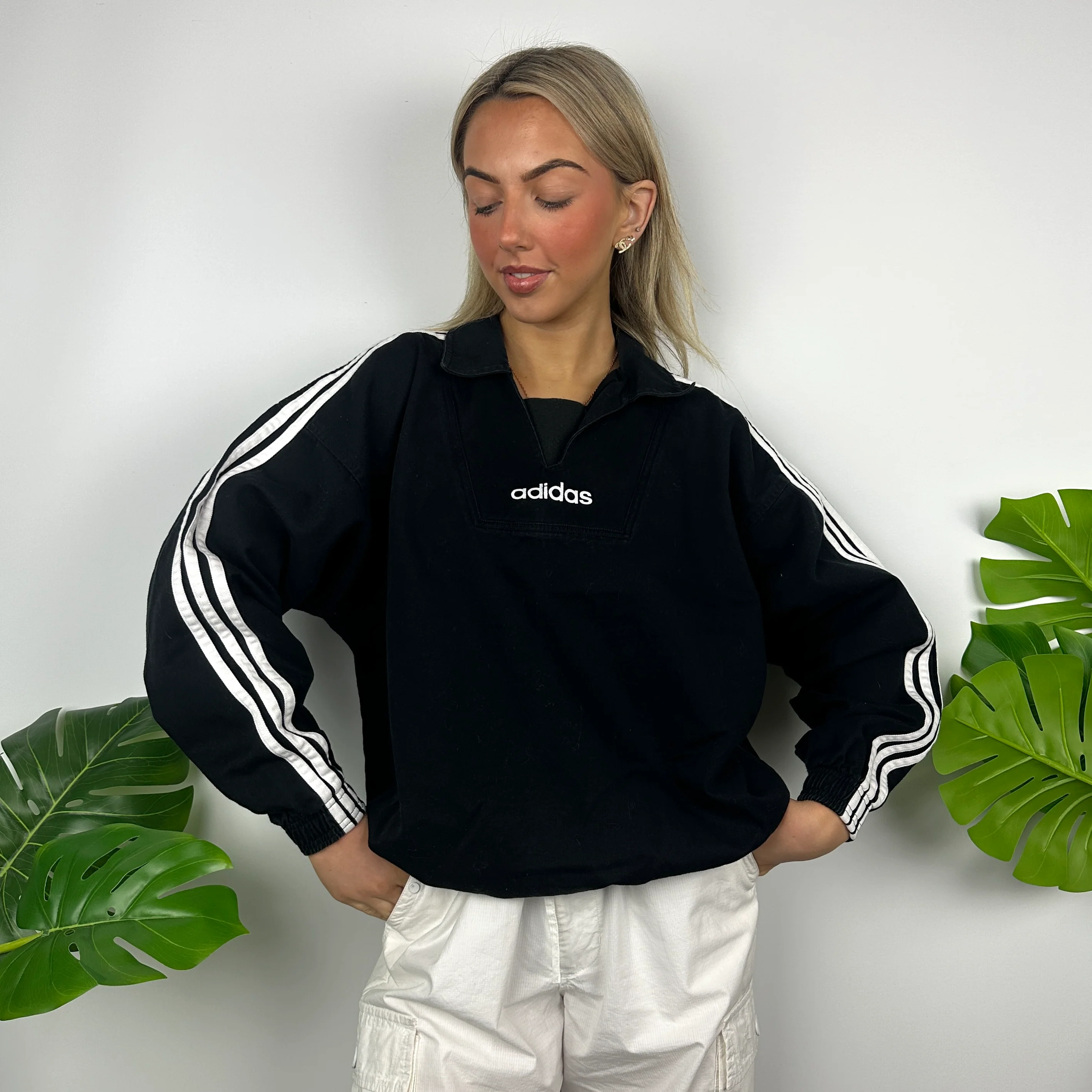 Adidas Black Embroidered Spell Out Sweatshirt (M) - Image 6