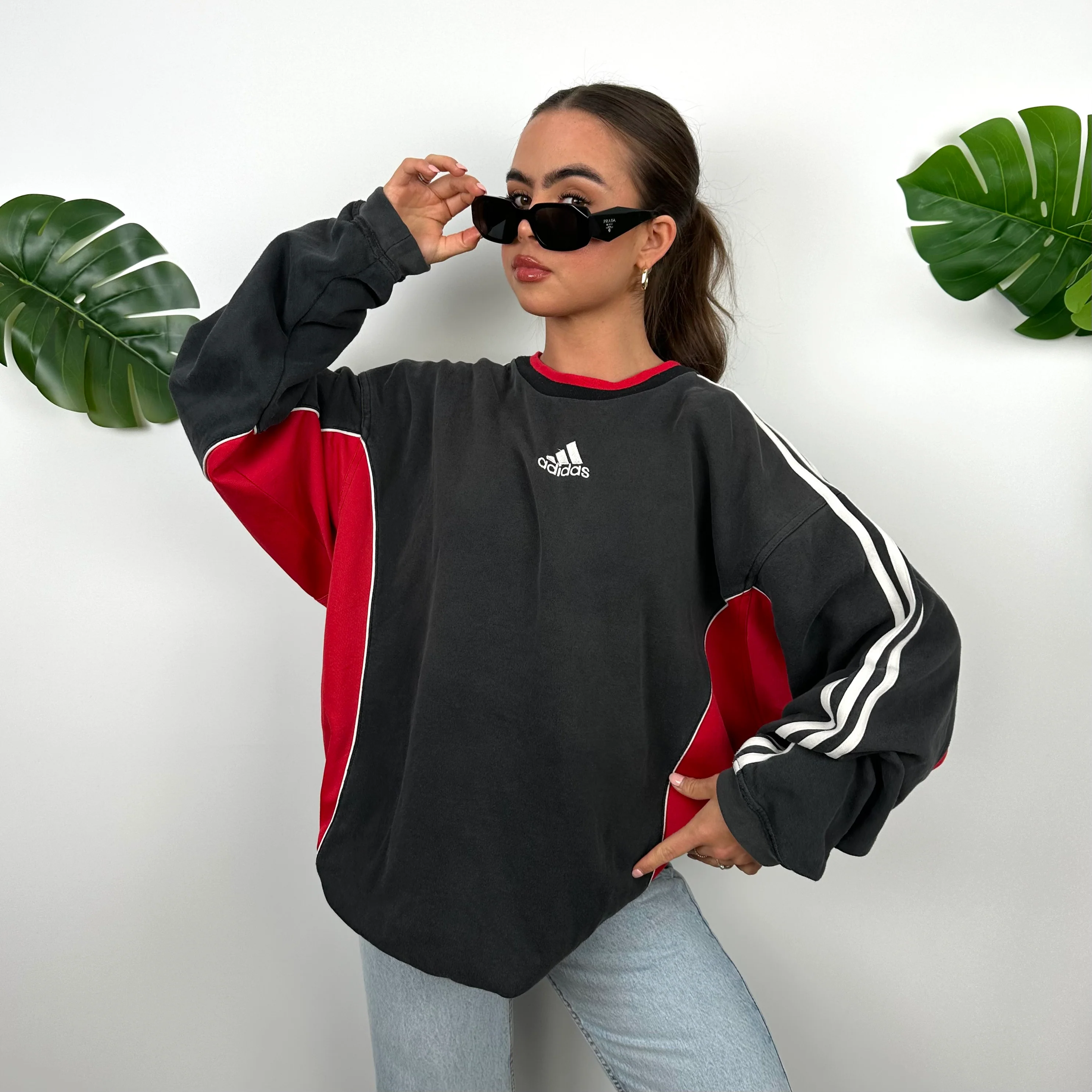 Adidas Black Embroidered Spell Out Sweatshirt (L) - Image 2