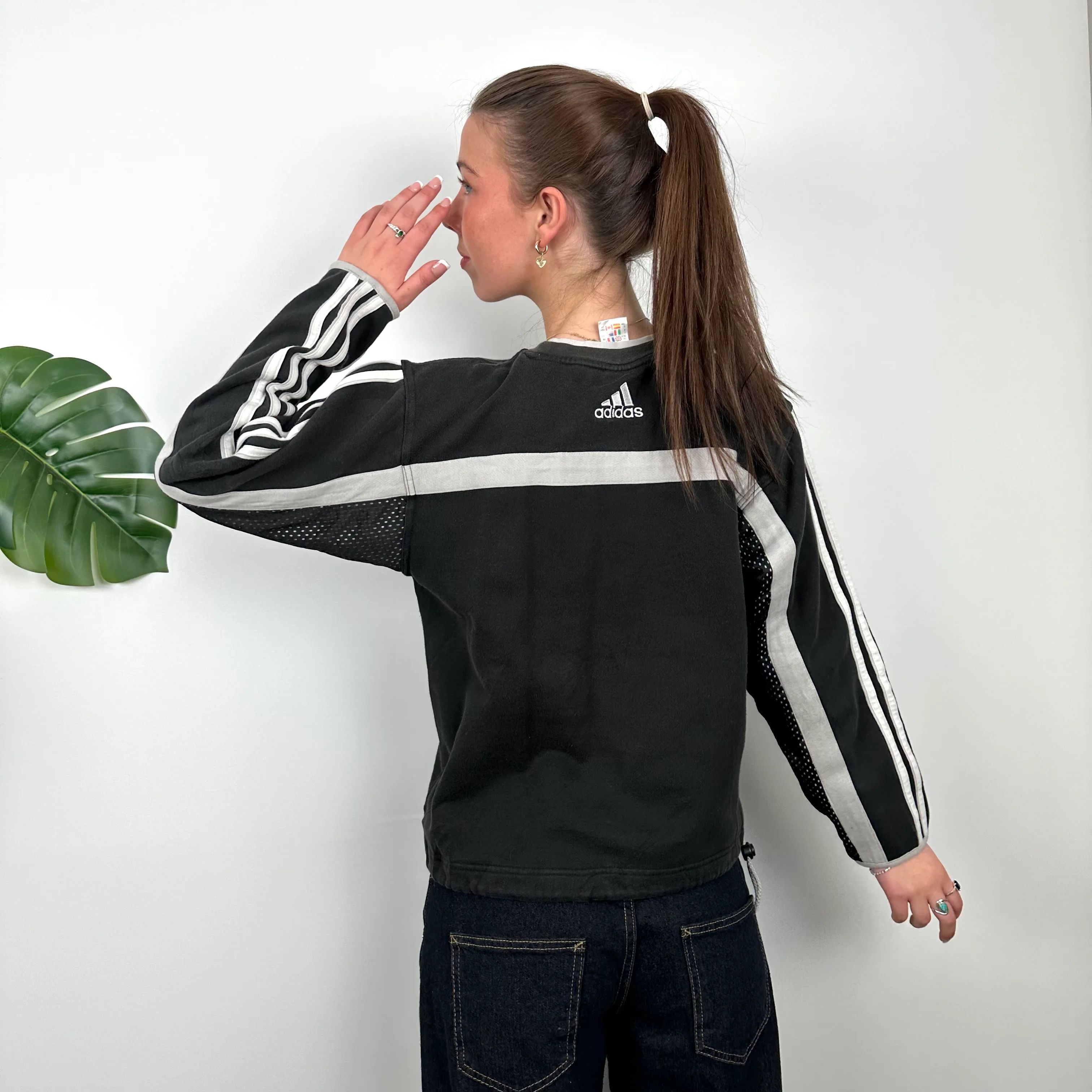 Adidas Black Embroidered Spell Out Sweatshirt (S) - Image 2