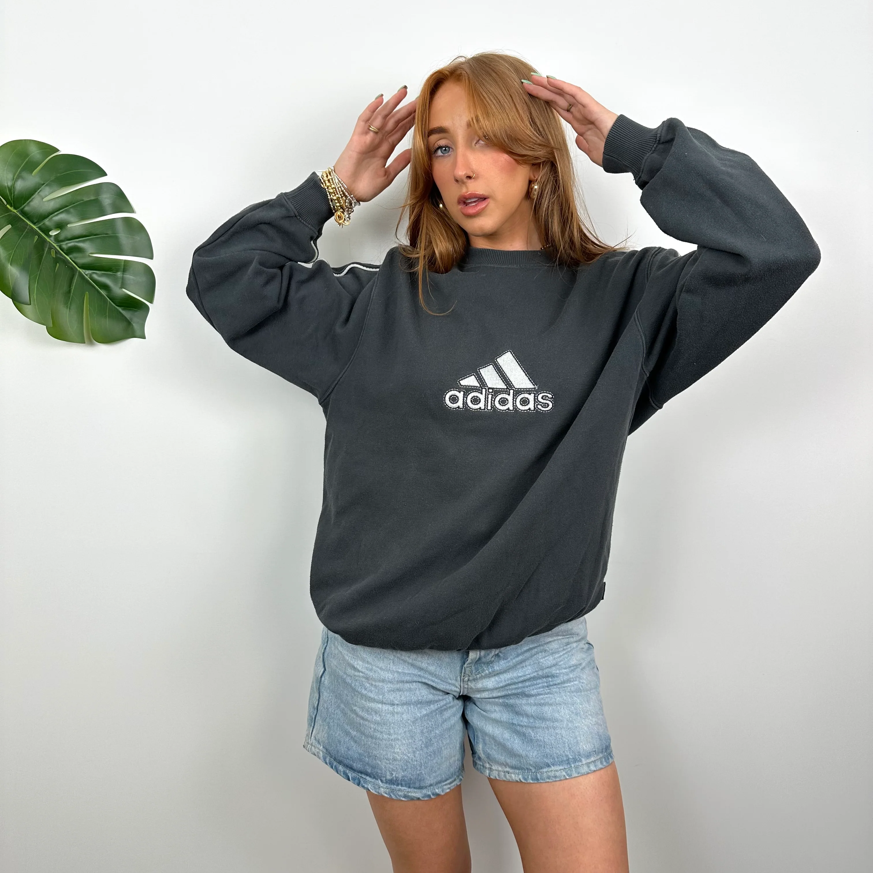 Adidas Black Embroidered Spell Out Sweatshirt (M) - Image 2