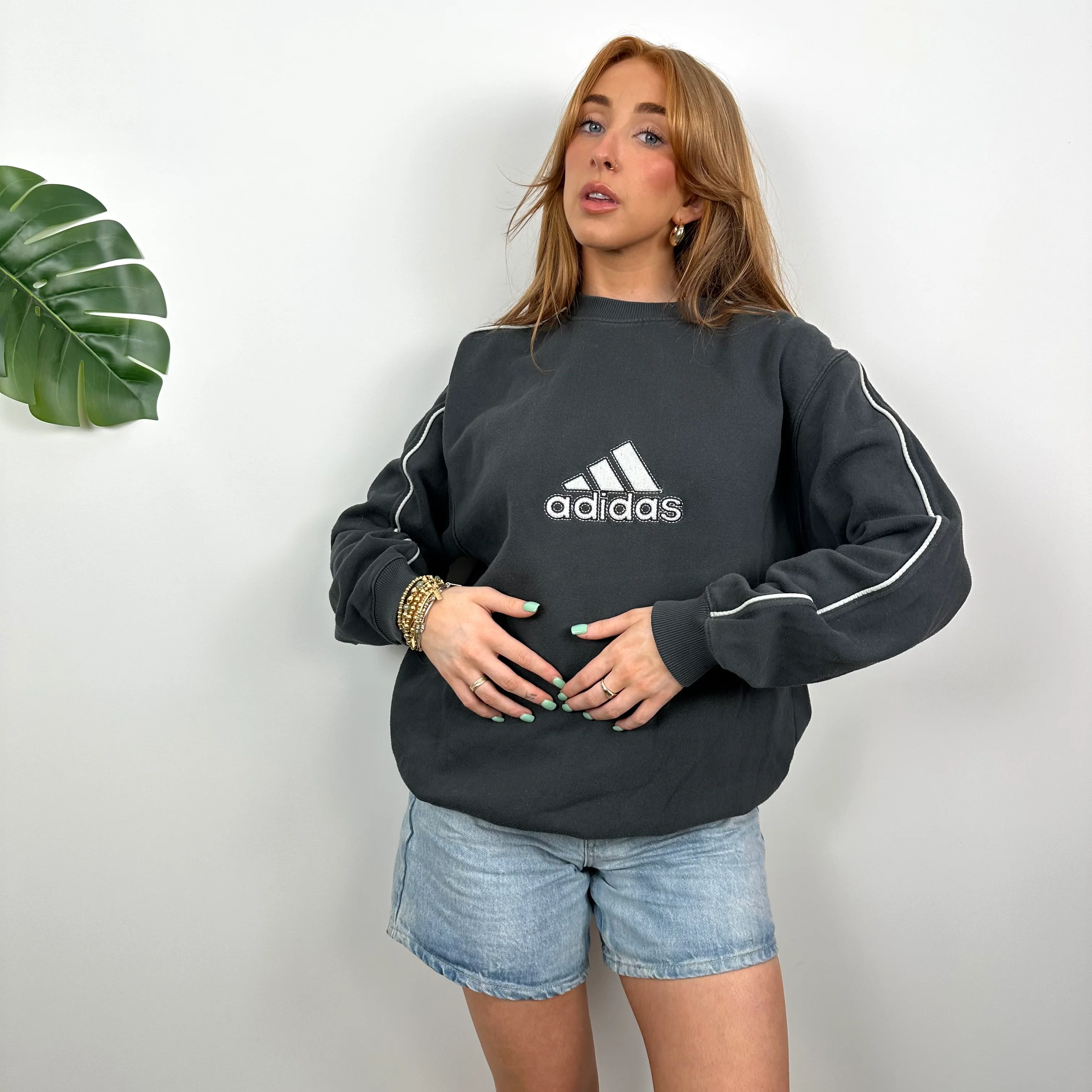 Adidas Black Embroidered Spell Out Sweatshirt (M) - Image 5