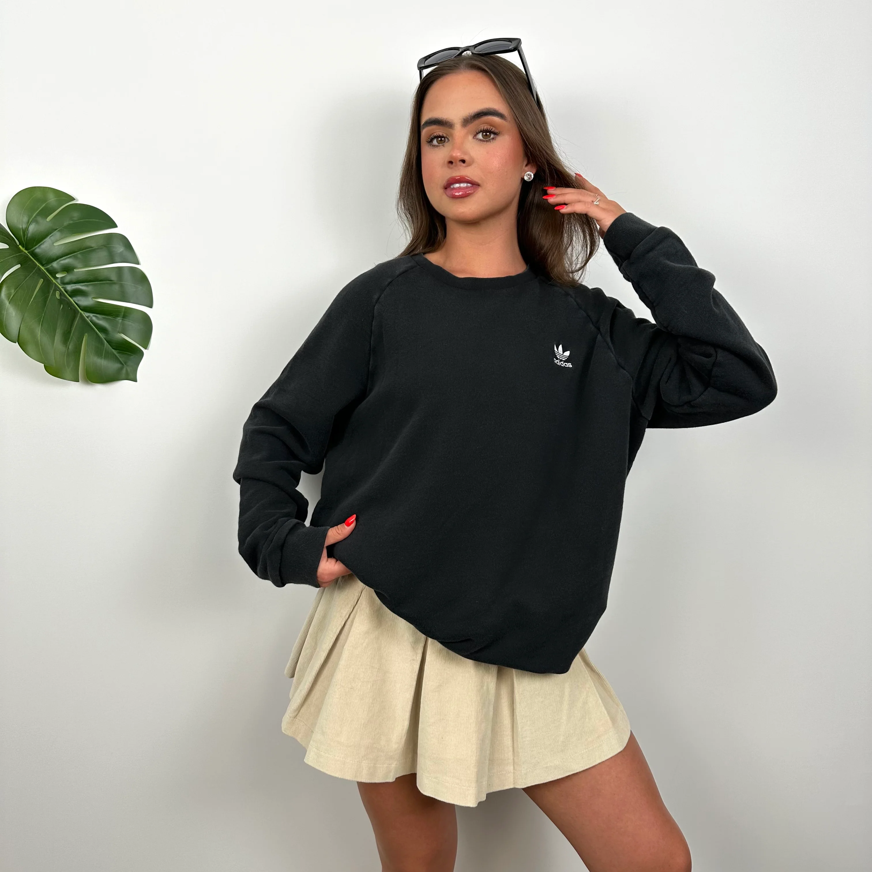 Adidas Black Embroidered Spell Out Sweatshirt (L) - Image 2