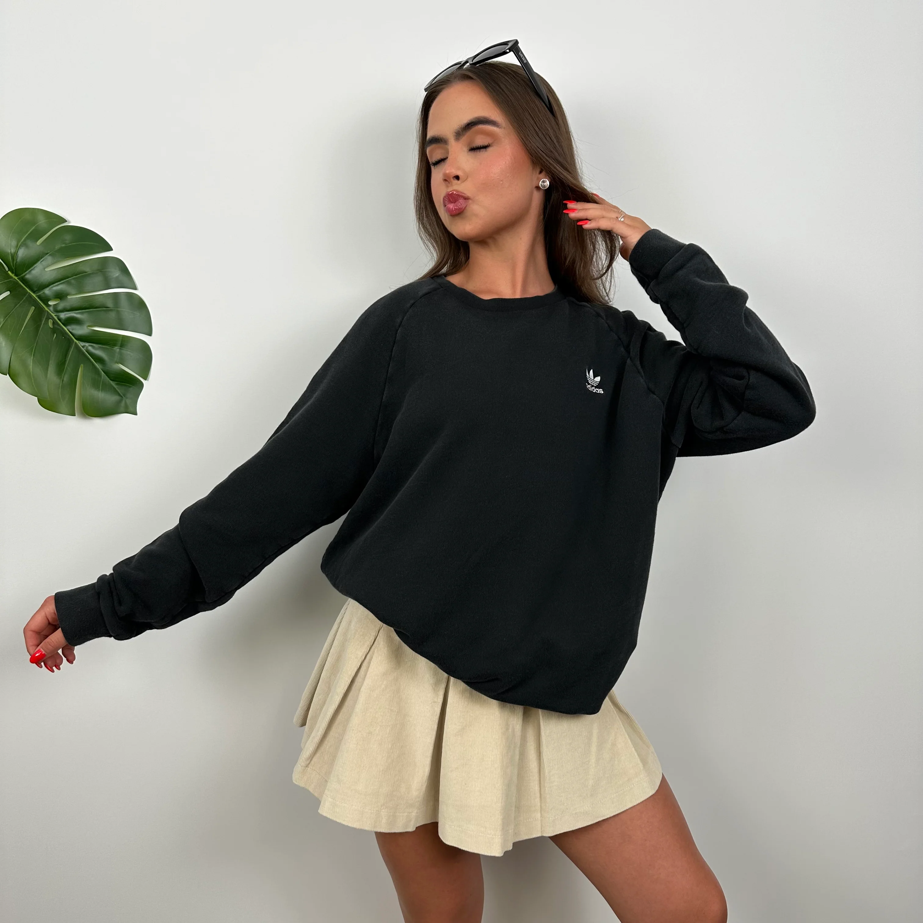 Adidas Black Embroidered Spell Out Sweatshirt (L) - Image 3