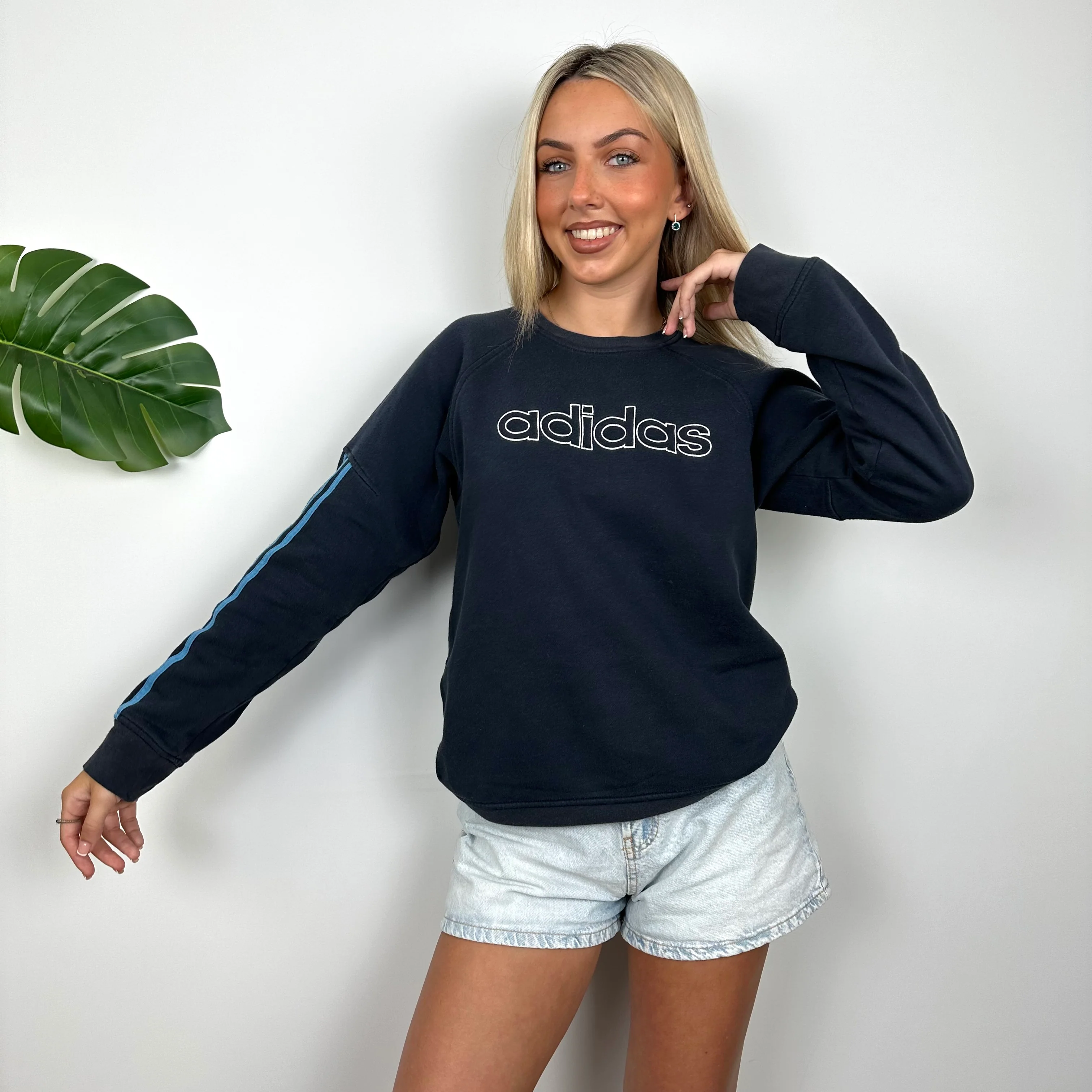 Adidas Navy Embroidered Spell Out Sweatshirt (M) - Image 2