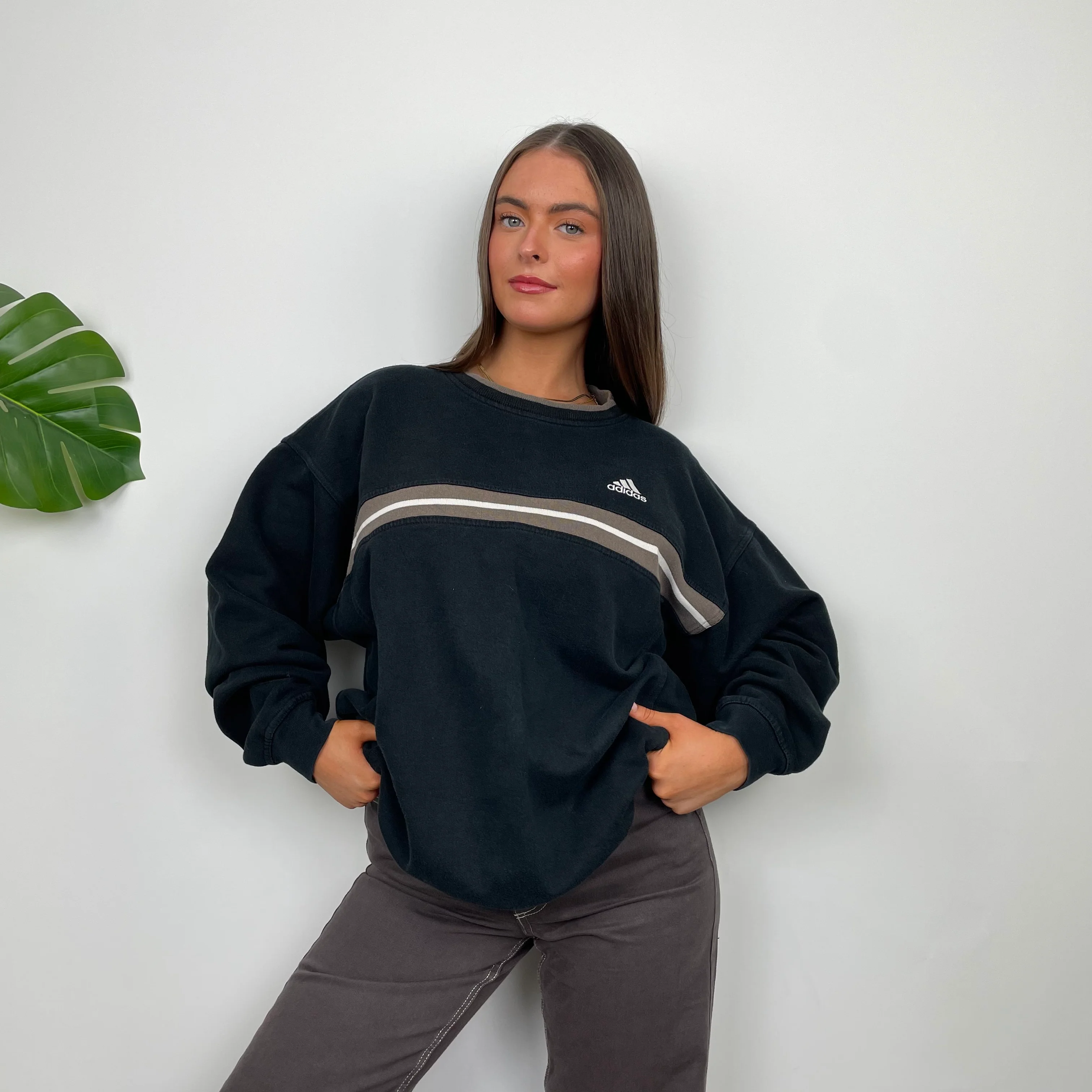 Adidas Black Embroidered Spell Out Sweatshirt (M) - Image 2