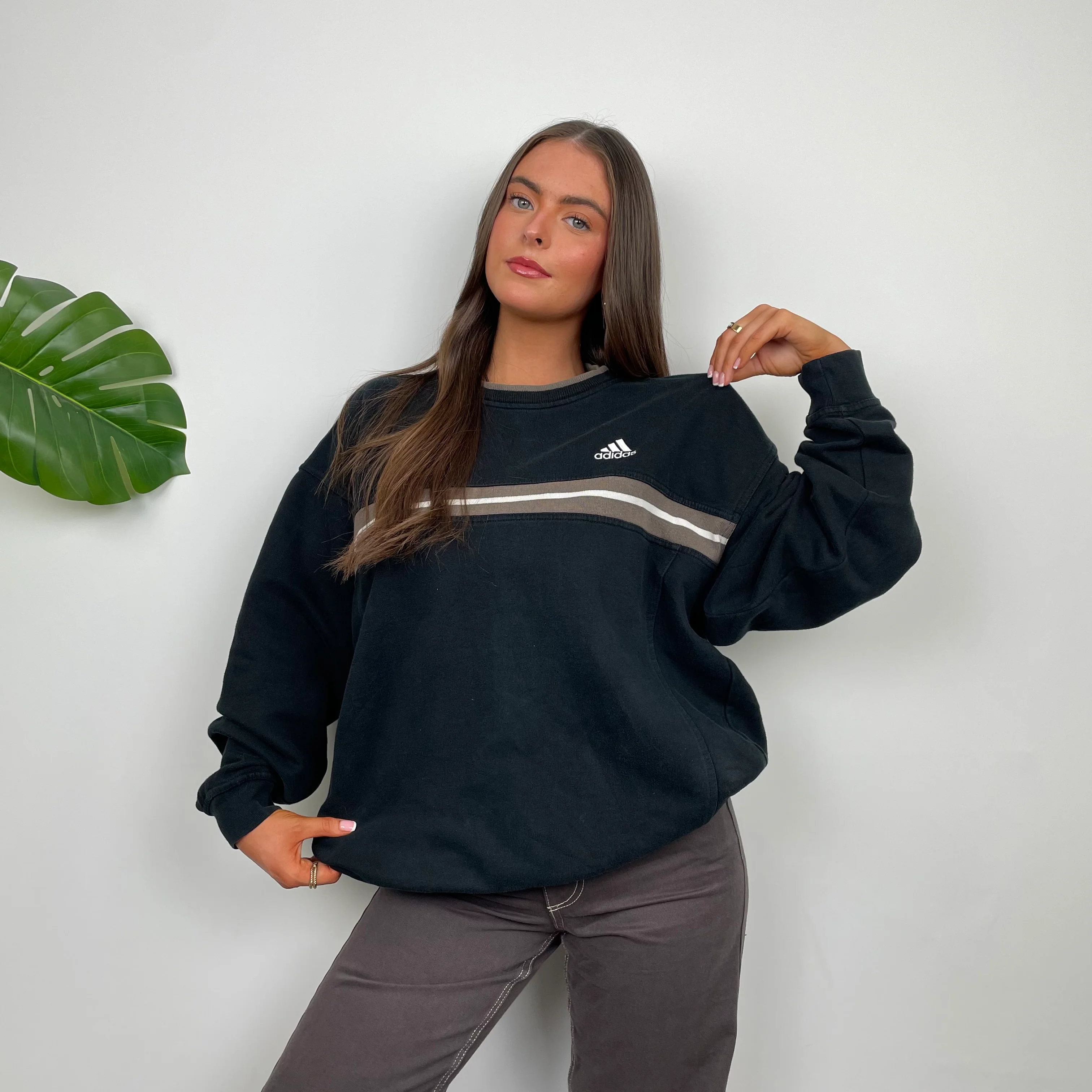 Adidas Black Embroidered Spell Out Sweatshirt (M) - Image 5