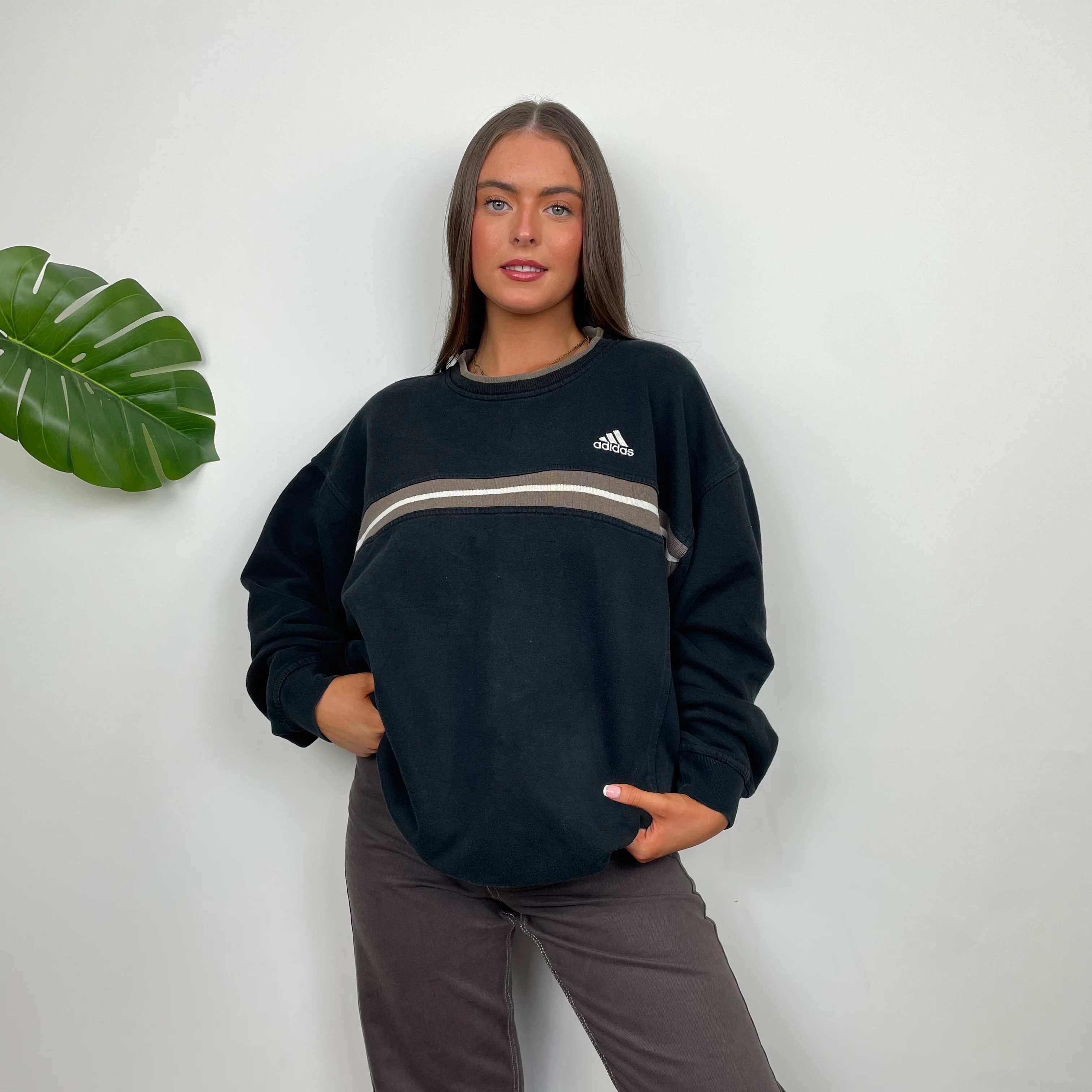Adidas Black Embroidered Spell Out Sweatshirt (M) - Image 6