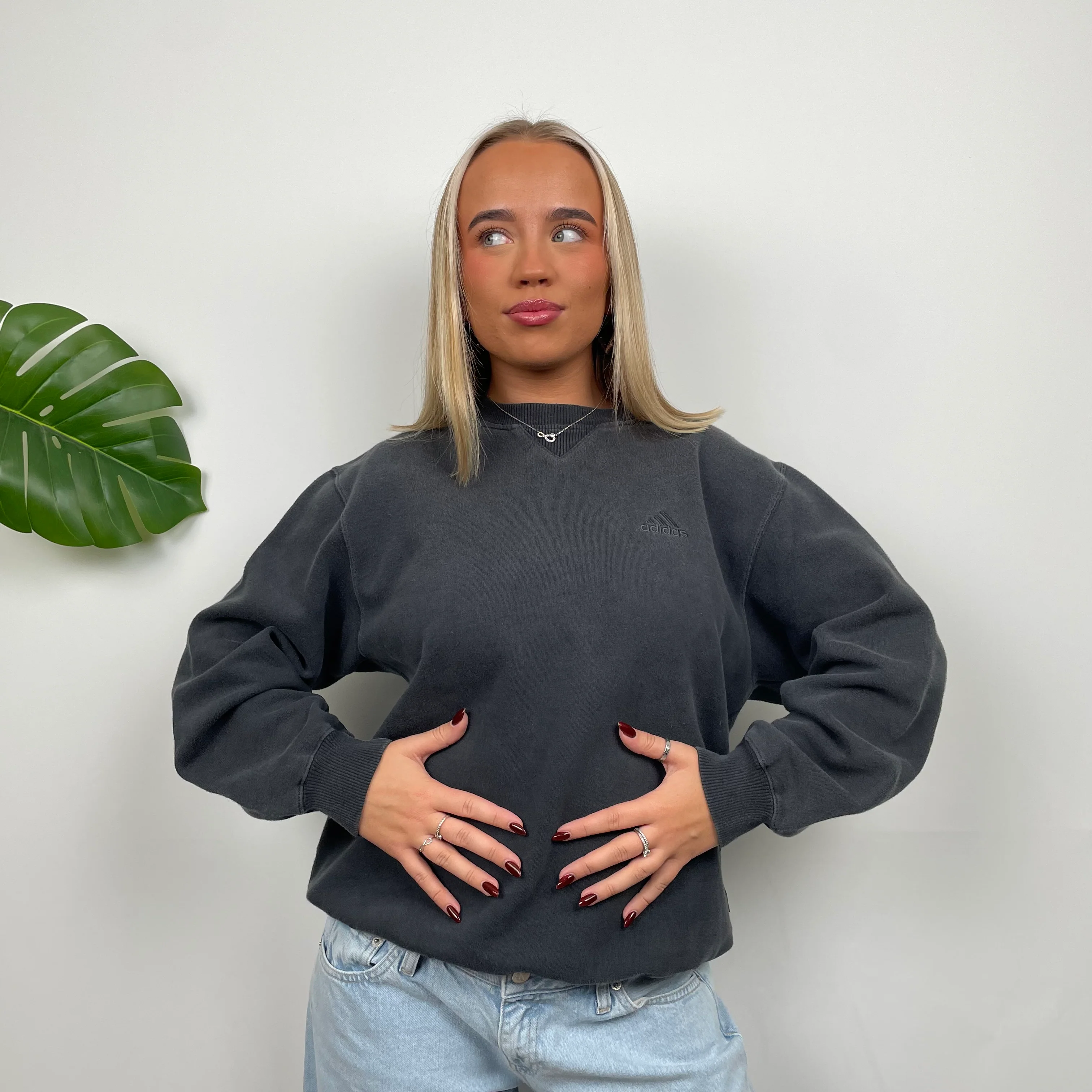 Adidas Black Embroidered Spell Out Sweatshirt (M) - Image 2
