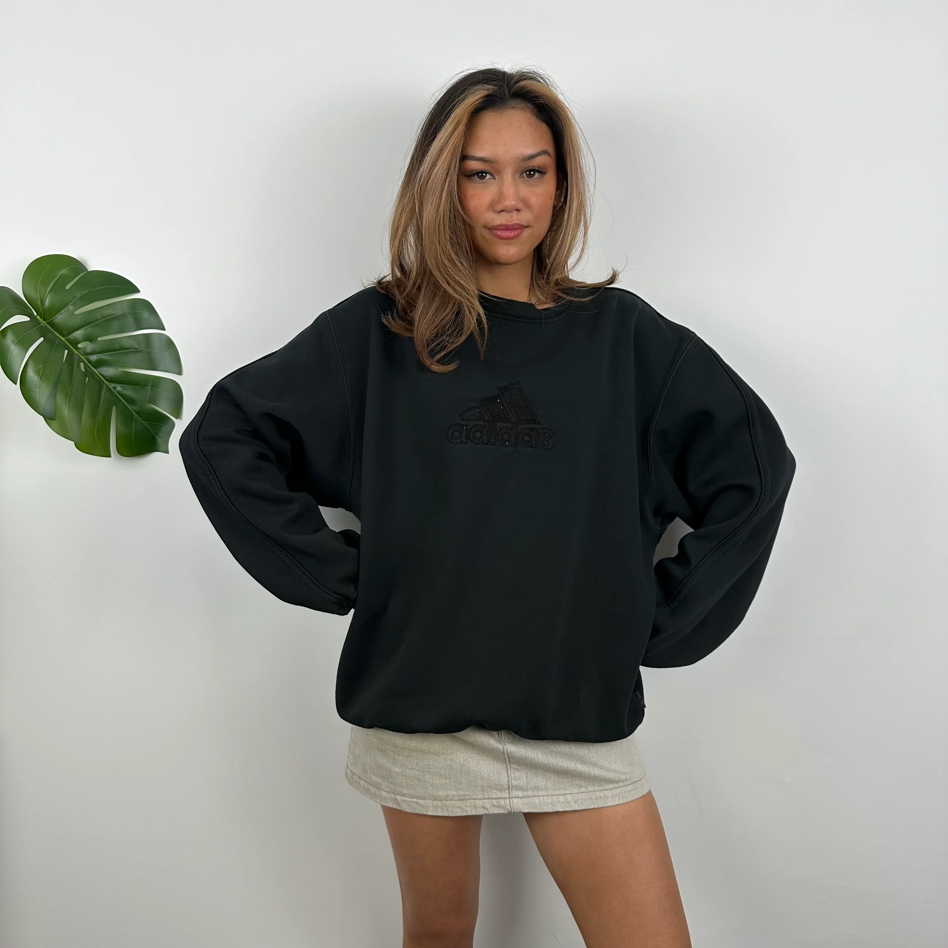 Adidas Black Embroidered Spell Out Sweatshirt (M) - Image 2