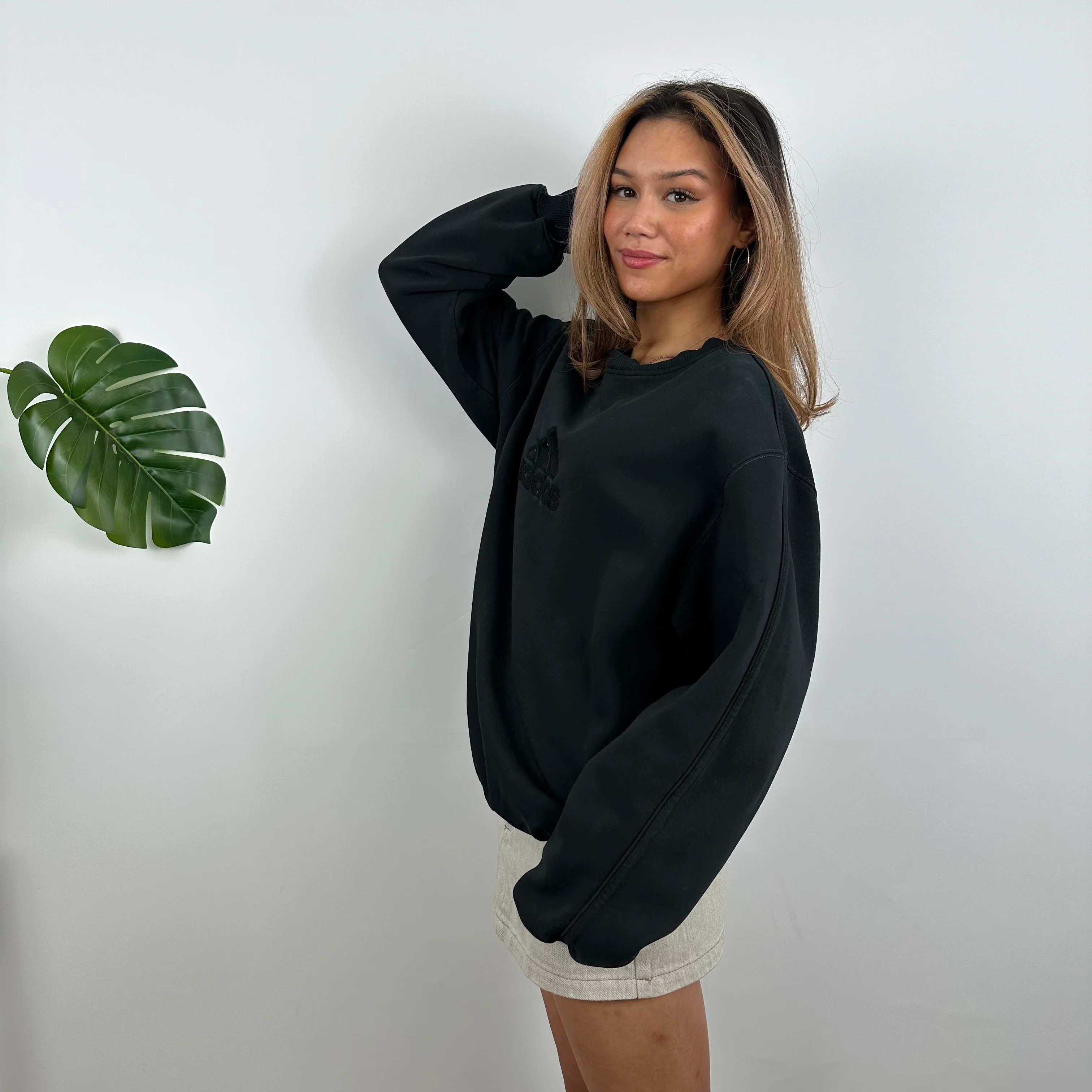 Adidas Black Embroidered Spell Out Sweatshirt (M) - Image 5
