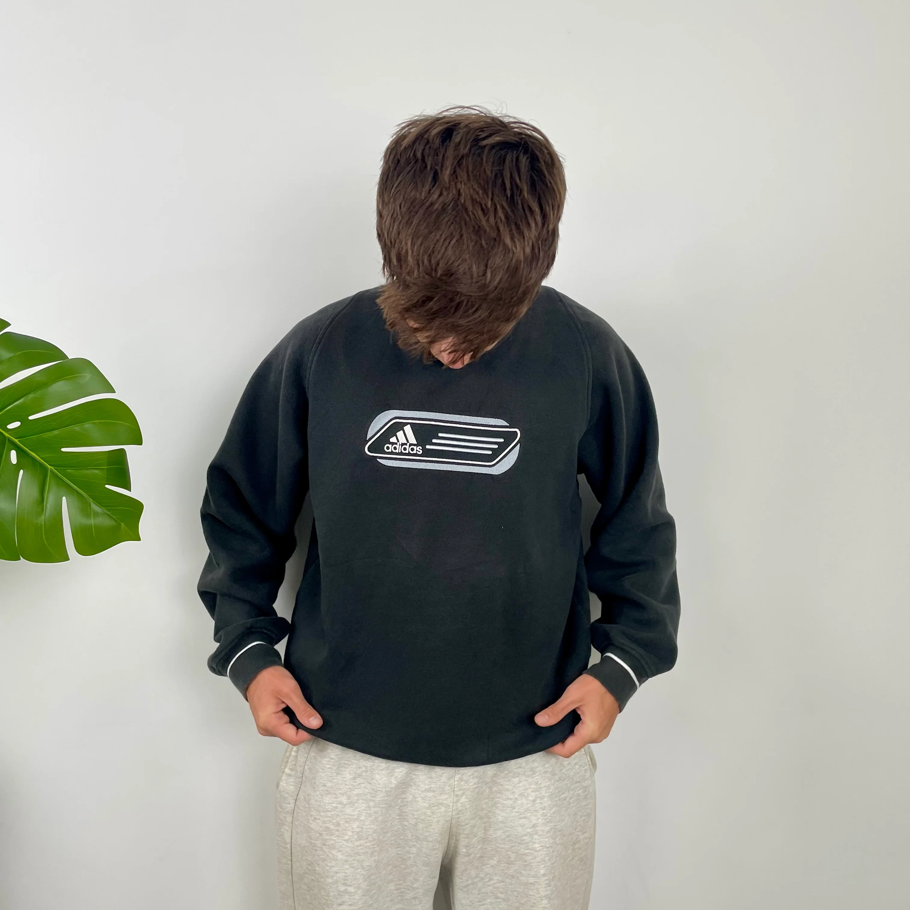 Adidas Black Embroidered Spell Out Sweatshirt (M) - Image 2