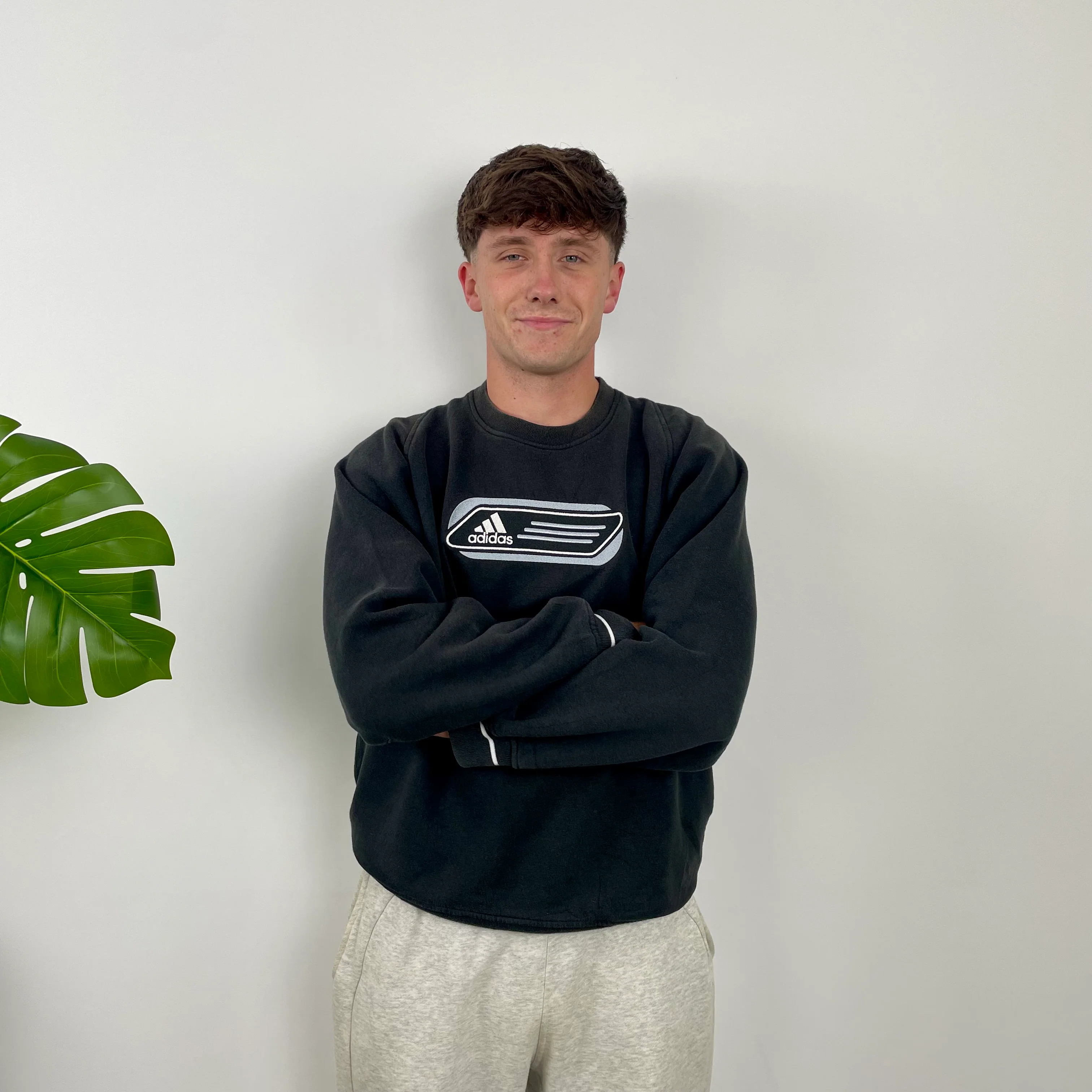 Adidas Black Embroidered Spell Out Sweatshirt (M) - Image 5