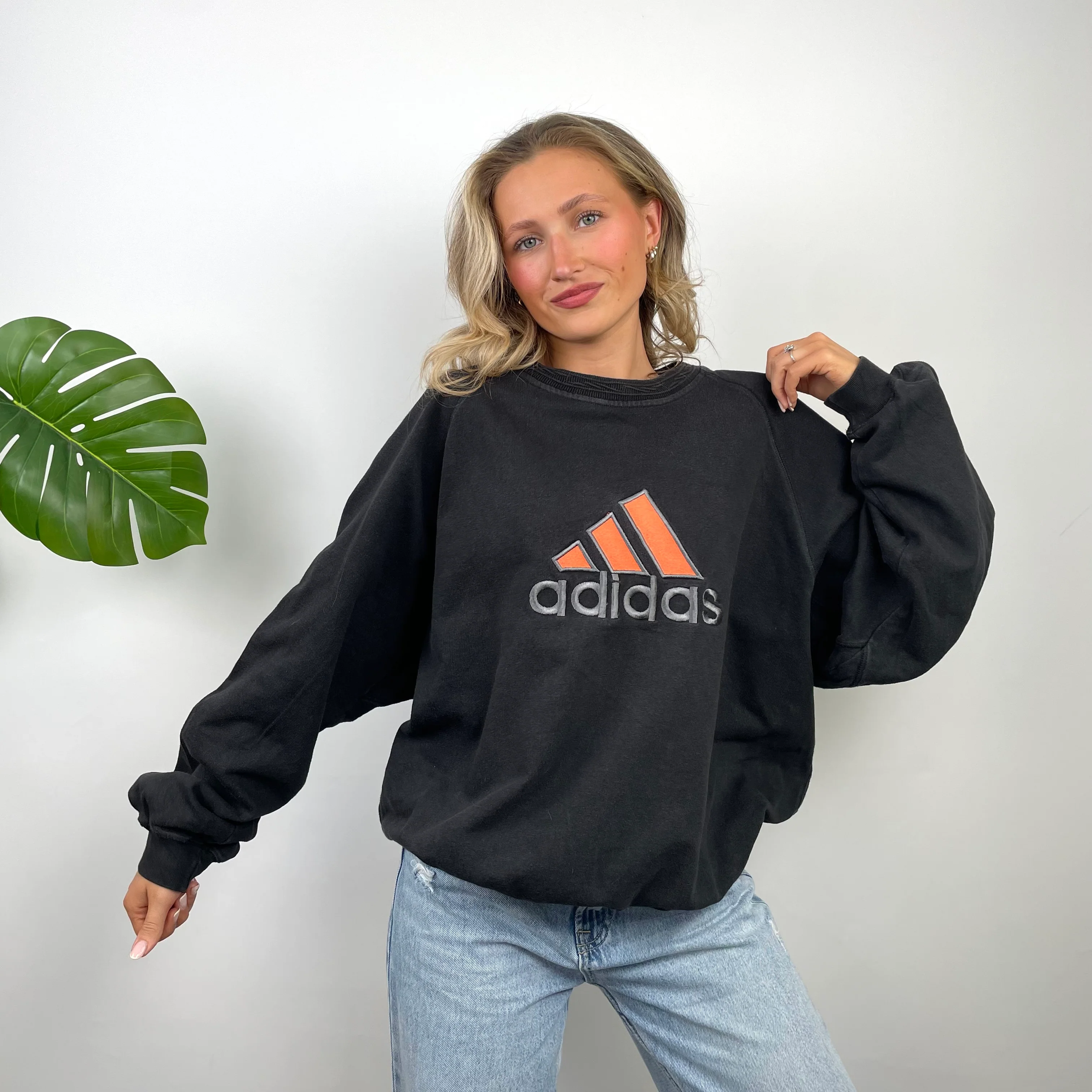 Adidas Black Embroidered Spell Out Sweatshirt (M) - Image 3