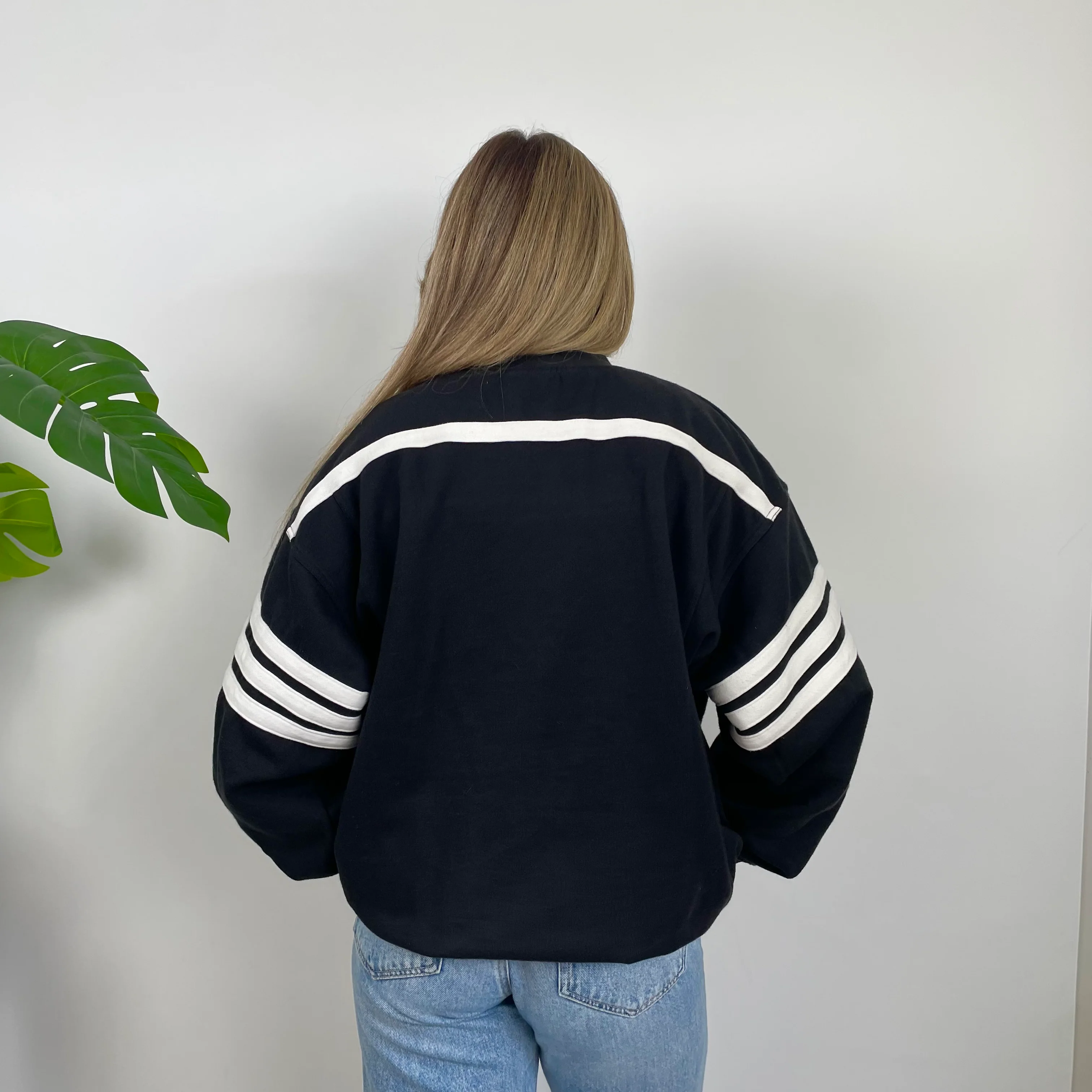Adidas Black Embroidered Spell Out Sweatshirt (L) - Image 6