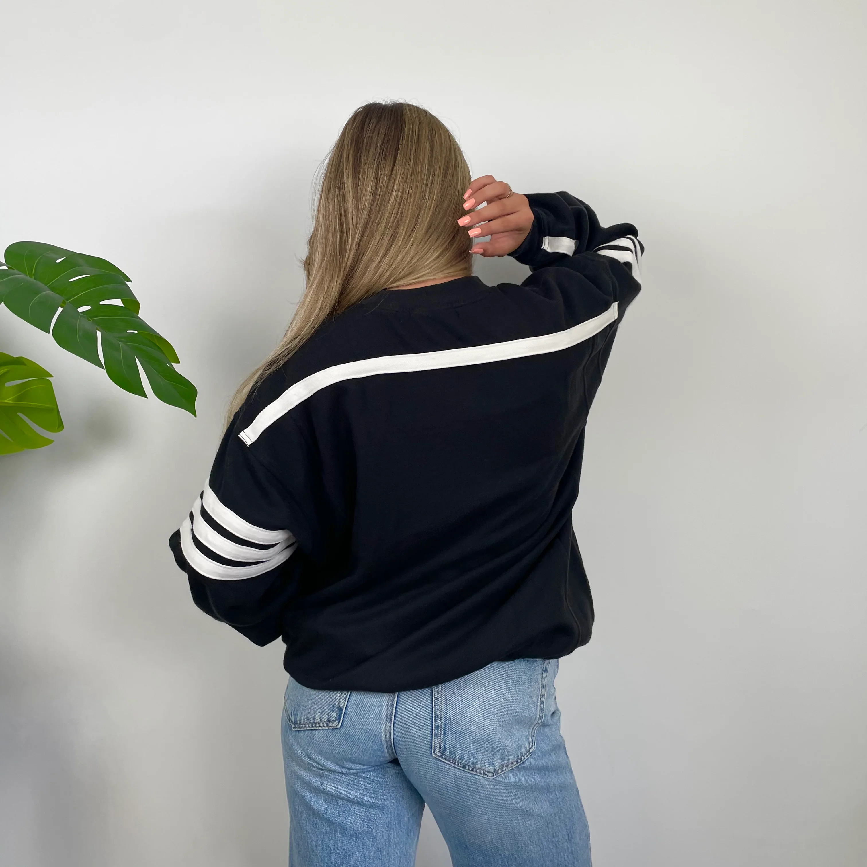 Adidas Black Embroidered Spell Out Sweatshirt (L) - Image 7