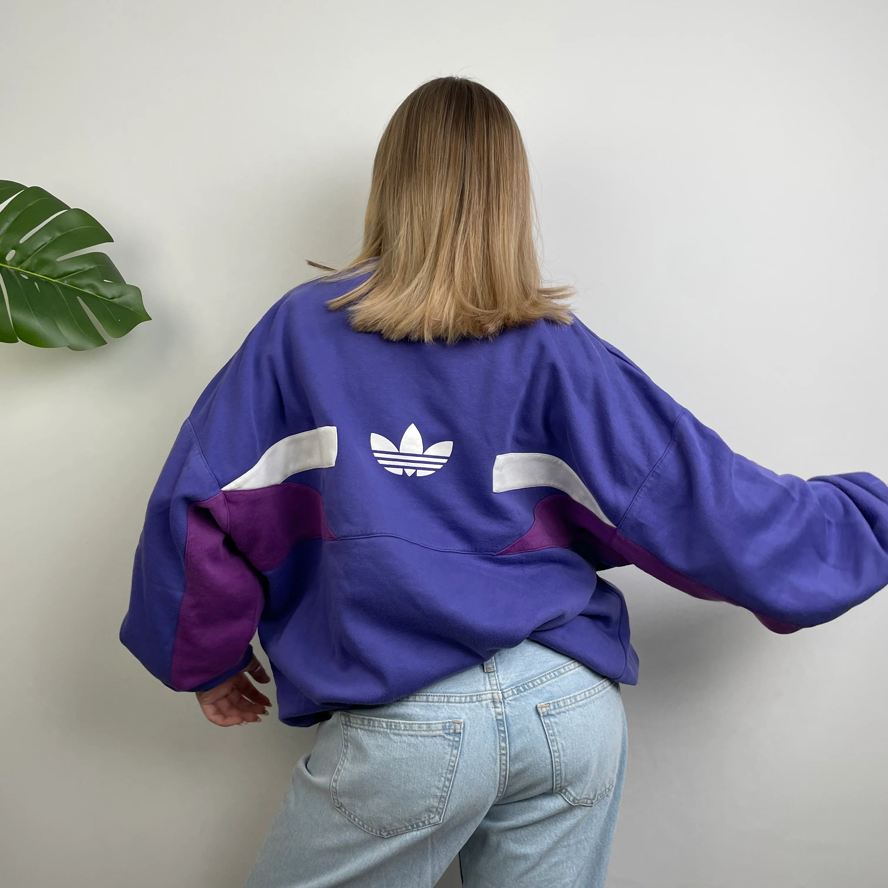 Adidas Blue Colour Block Embroidered Spell Out Sweatshirt (L) - Image 5