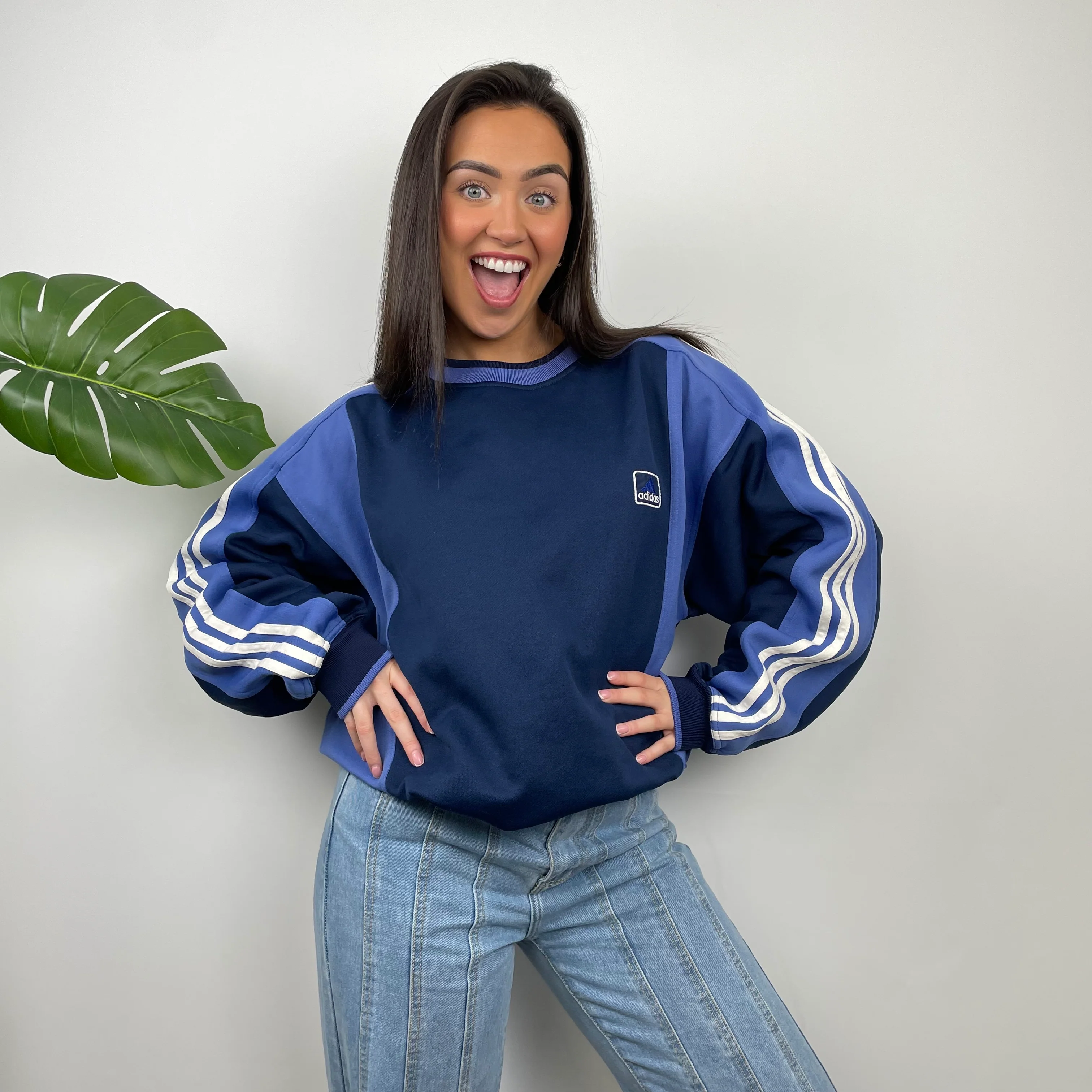 Adidas Blue Embroidered Spell Out Sweatshirt (XL) - Image 7