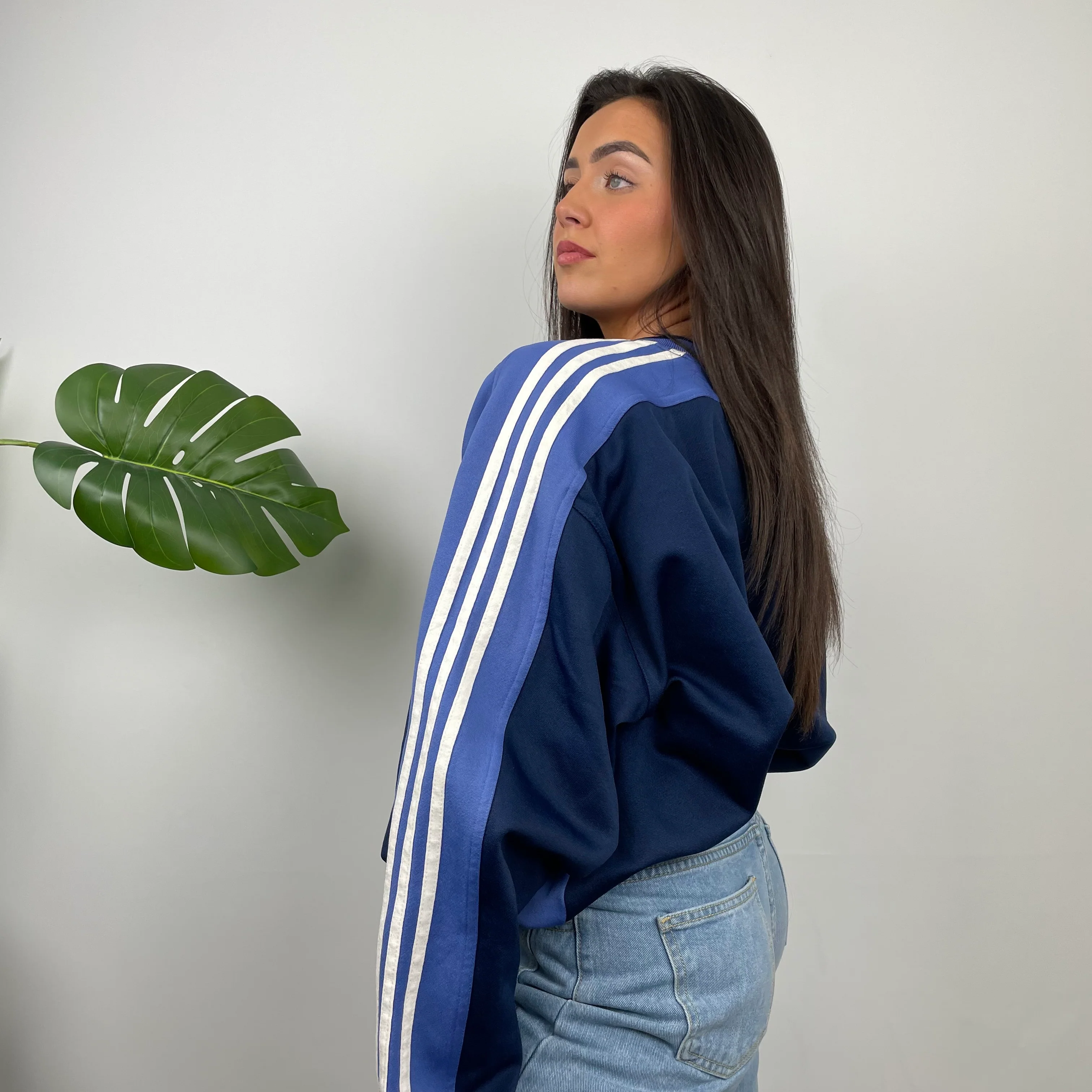 Adidas Blue Embroidered Spell Out Sweatshirt (XL) - Image 9