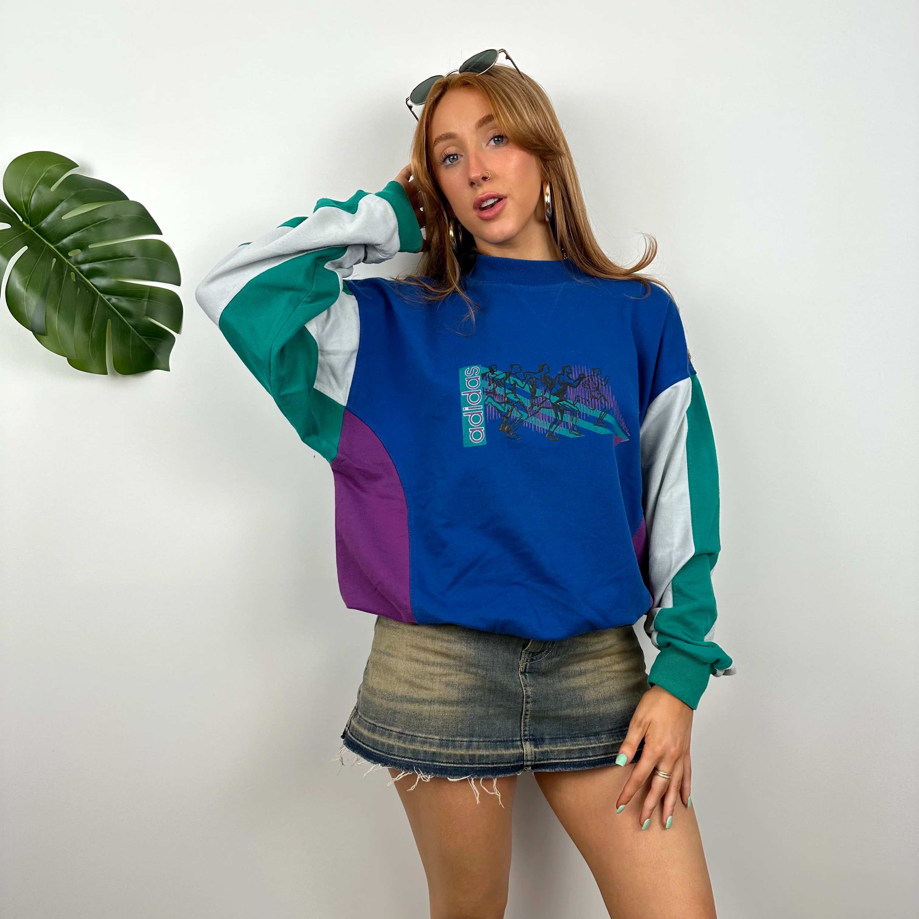 Adidas Blue Spell Out Sweatshirt (S) - Image 2