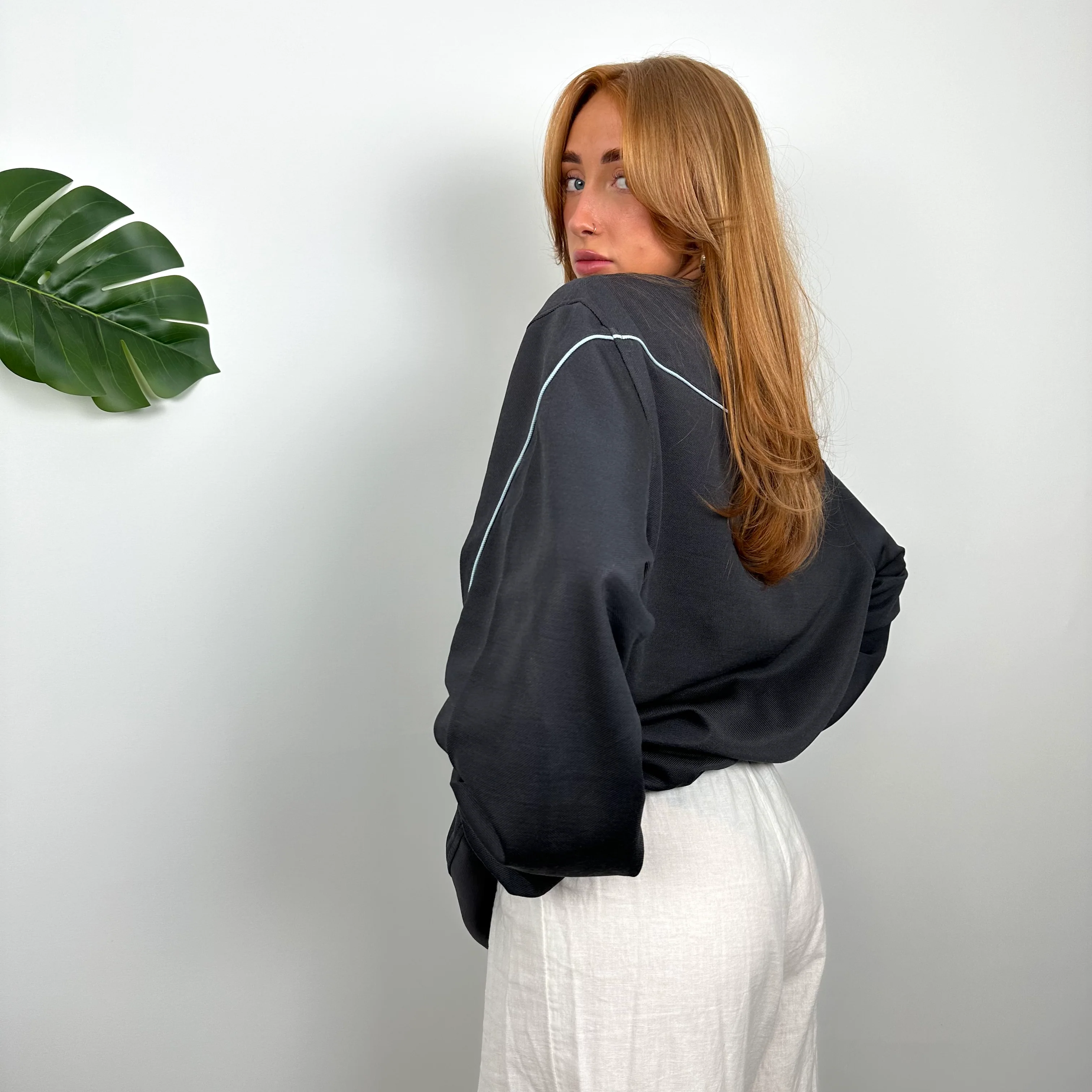 Adidas Charcoal Grey Embroidered Spell Out Sweatshirt (L) - Image 6