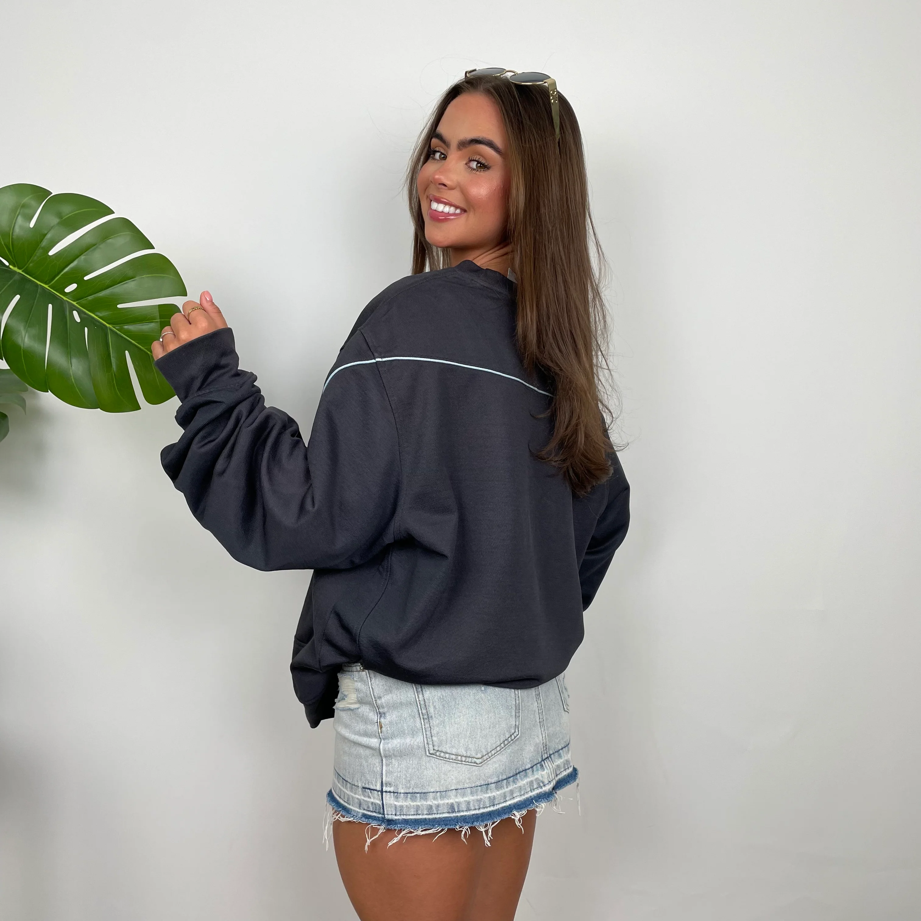 Adidas Charcoal Grey Embroidered Spell Out Sweatshirt (L) - Image 5
