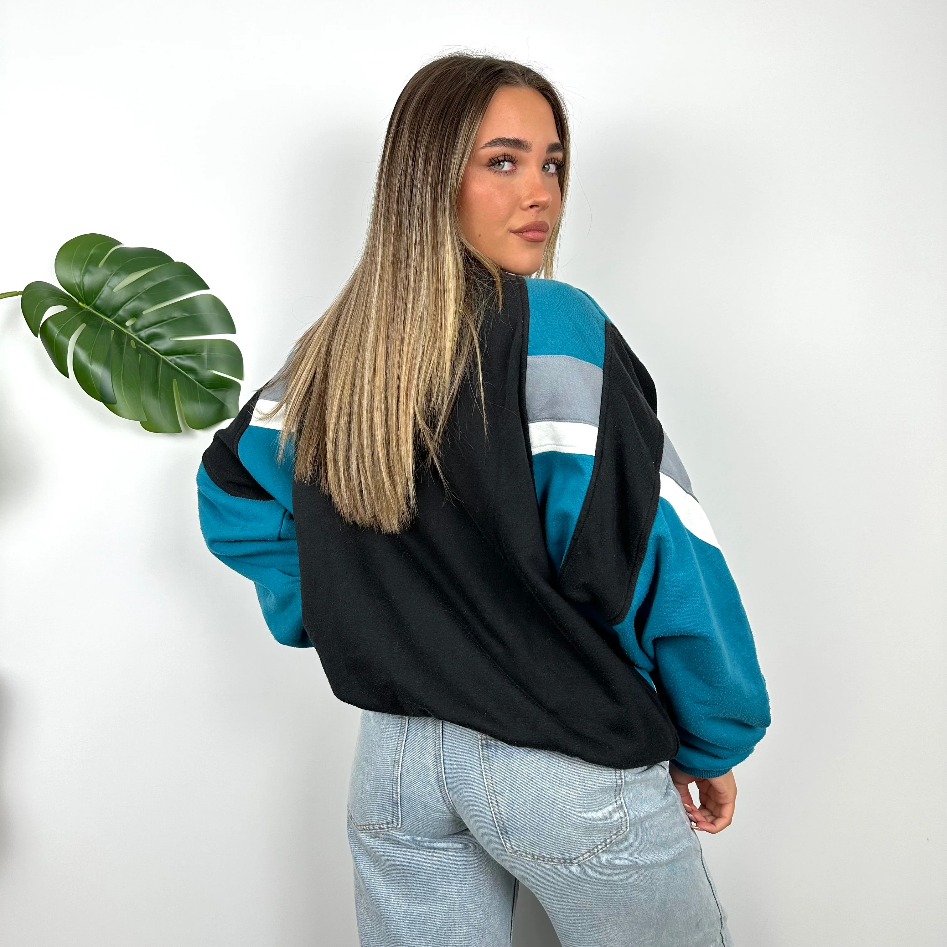 Adidas Colour Block Embroidered Spell Out Quarter Zip Sweatshirt (L) - Image 6
