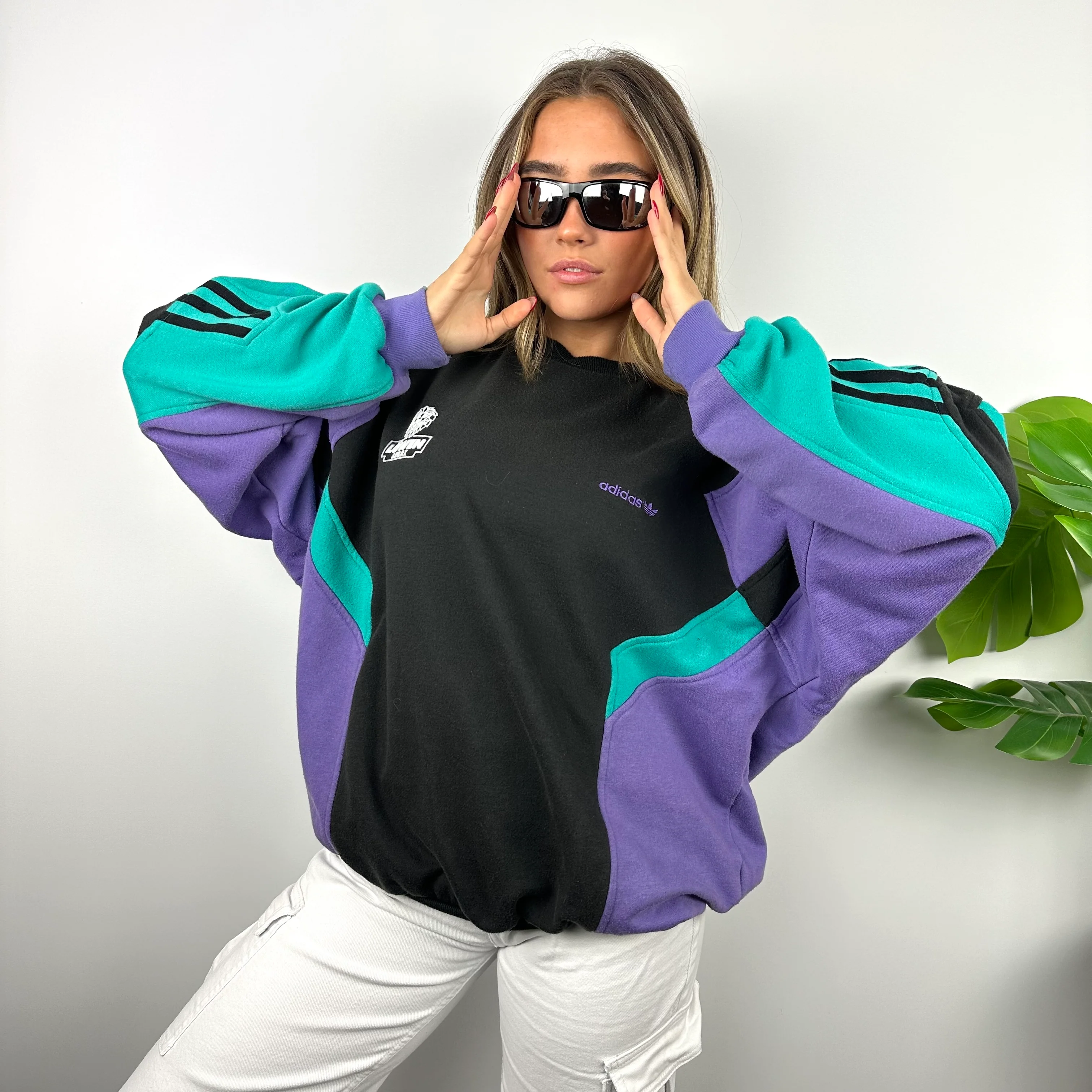 Adidas Colour Block Embroidered Spell Out Sweatshirt (XL) - Image 3
