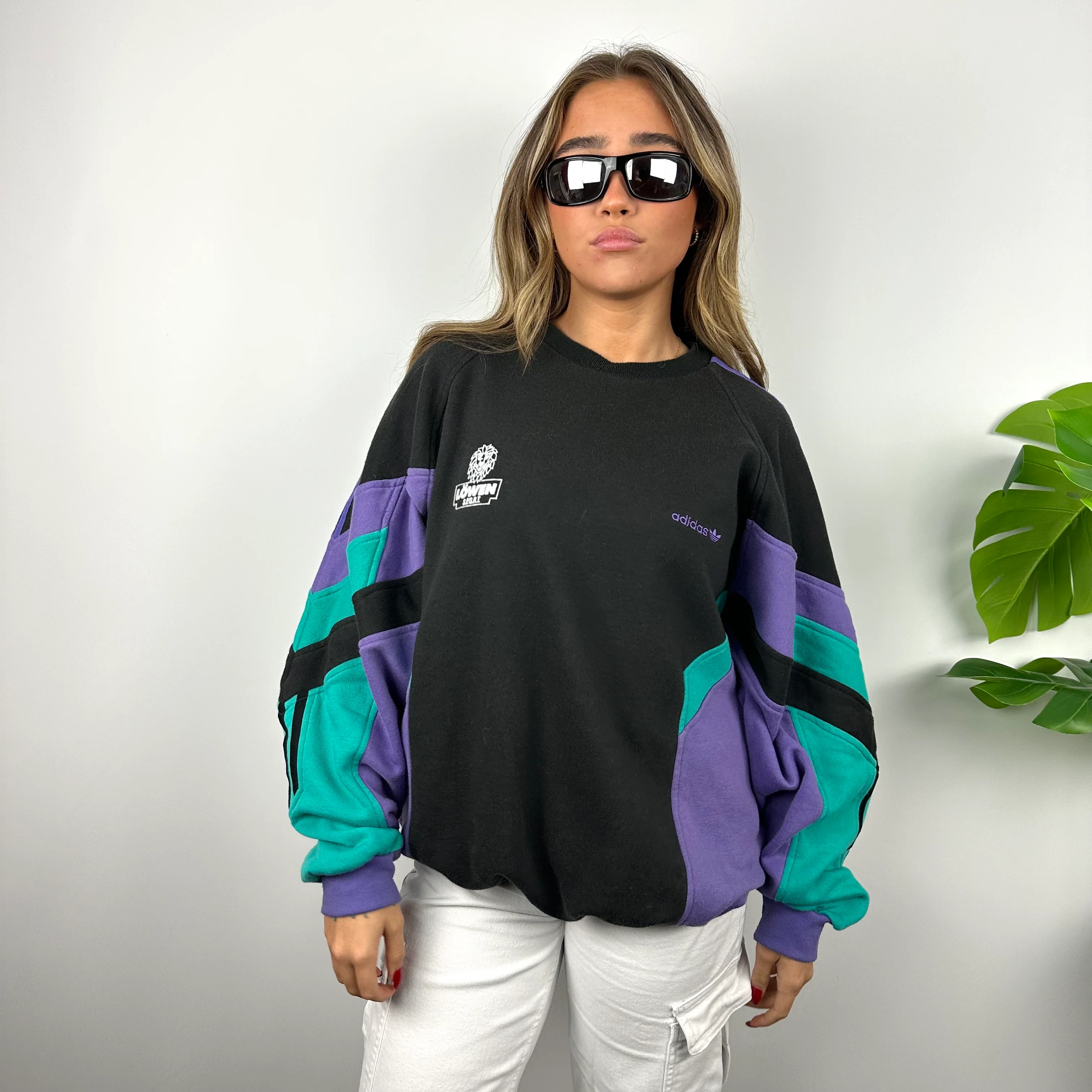 Adidas Colour Block Embroidered Spell Out Sweatshirt (XL) - Image 4