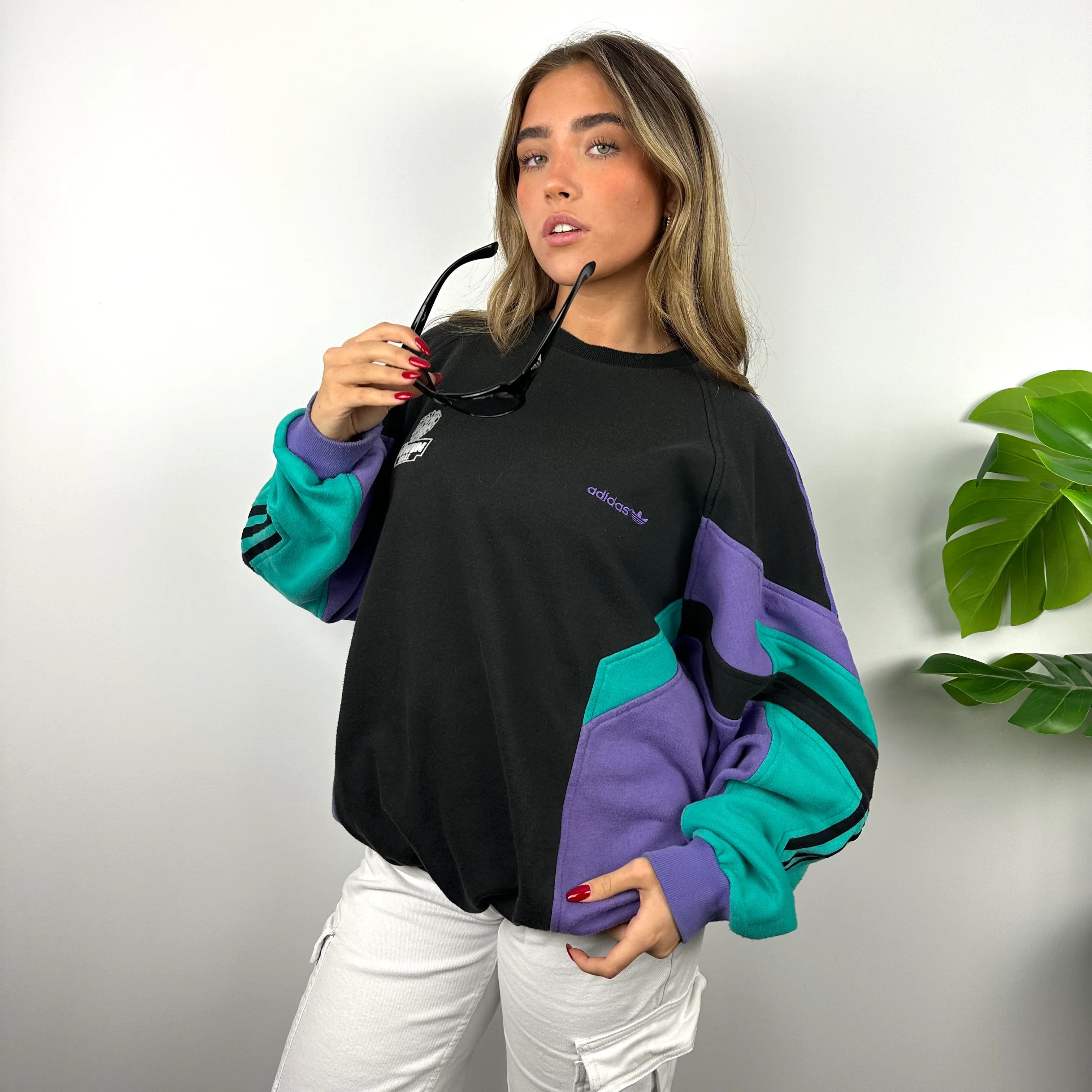 Adidas Colour Block Embroidered Spell Out Sweatshirt (XL) - Image 9