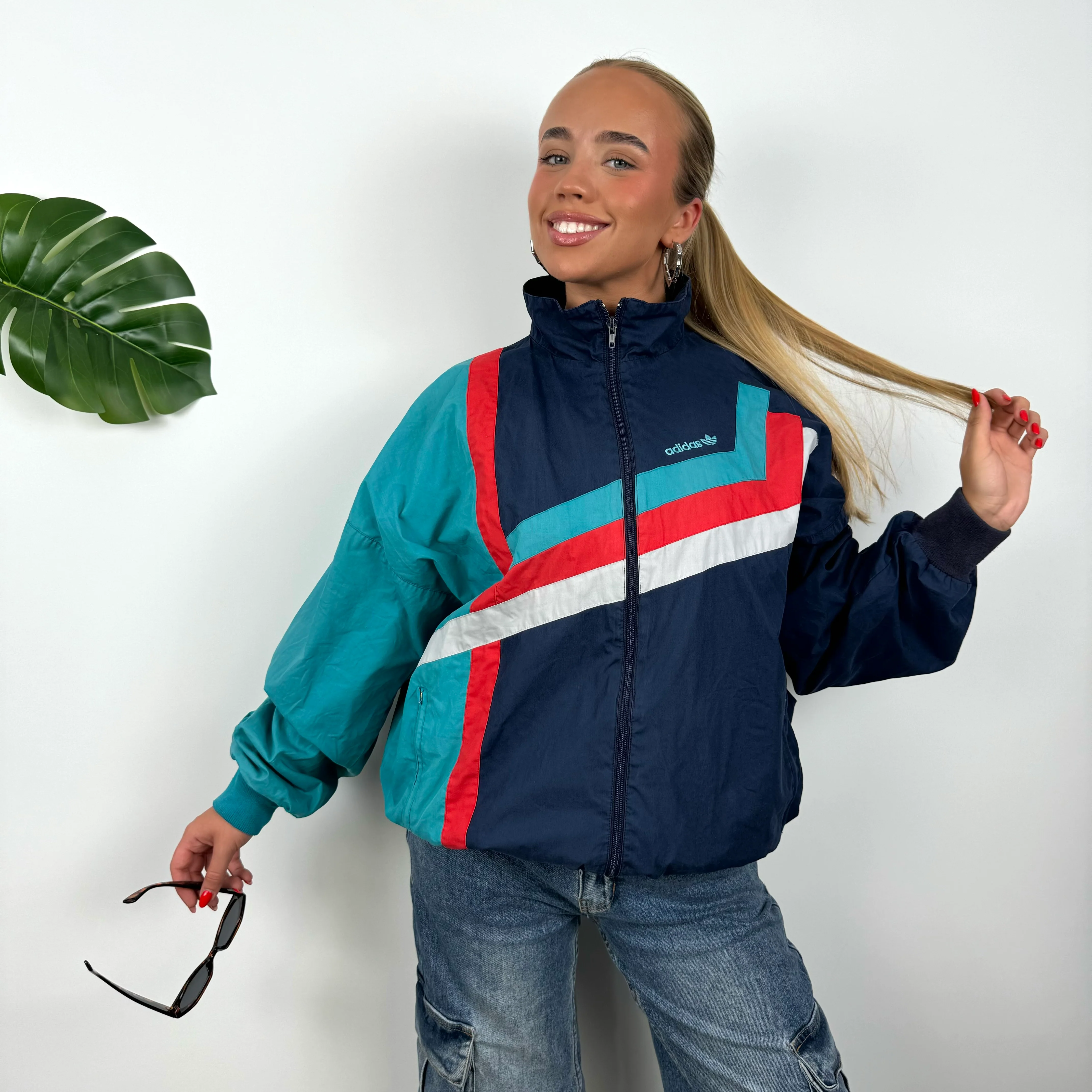 Adidas Colour Block Embroidered Spell Out Windbreaker Jacket (S) - Image 2