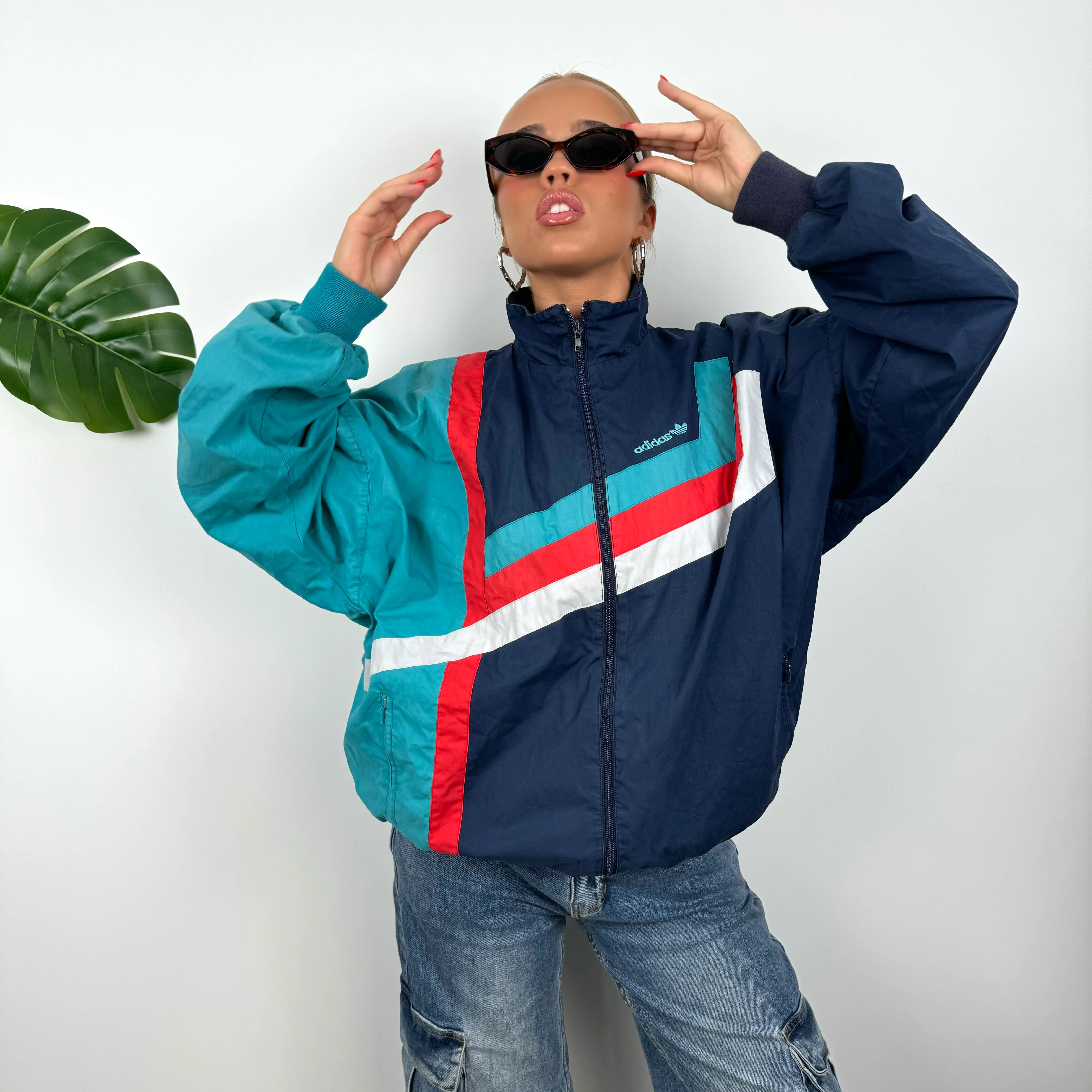 Adidas Colour Block Embroidered Spell Out Windbreaker Jacket (S) - Image 4