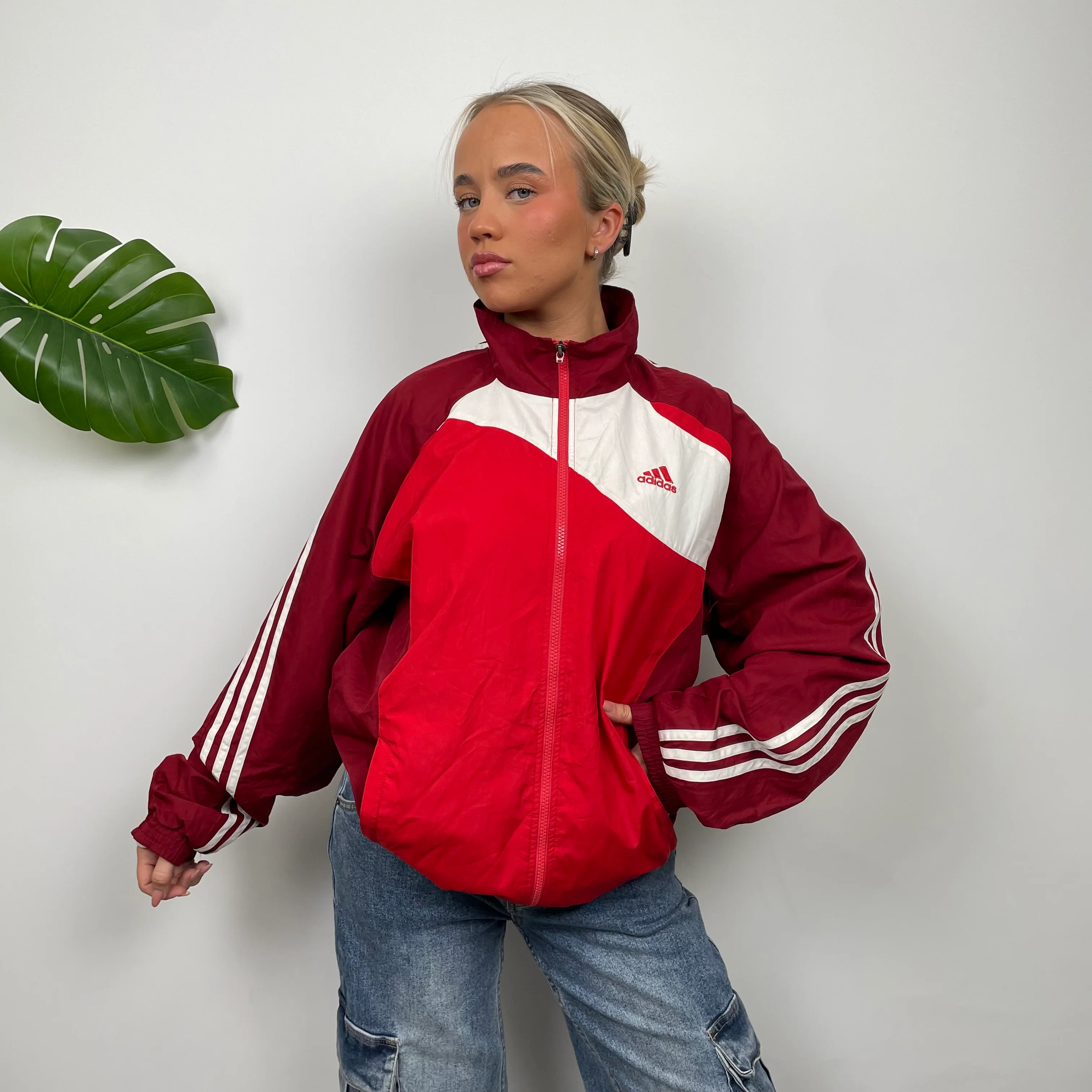 Adidas Colour Block Embroidered Spell Out Windbreaker Jacket (L) - Image 5