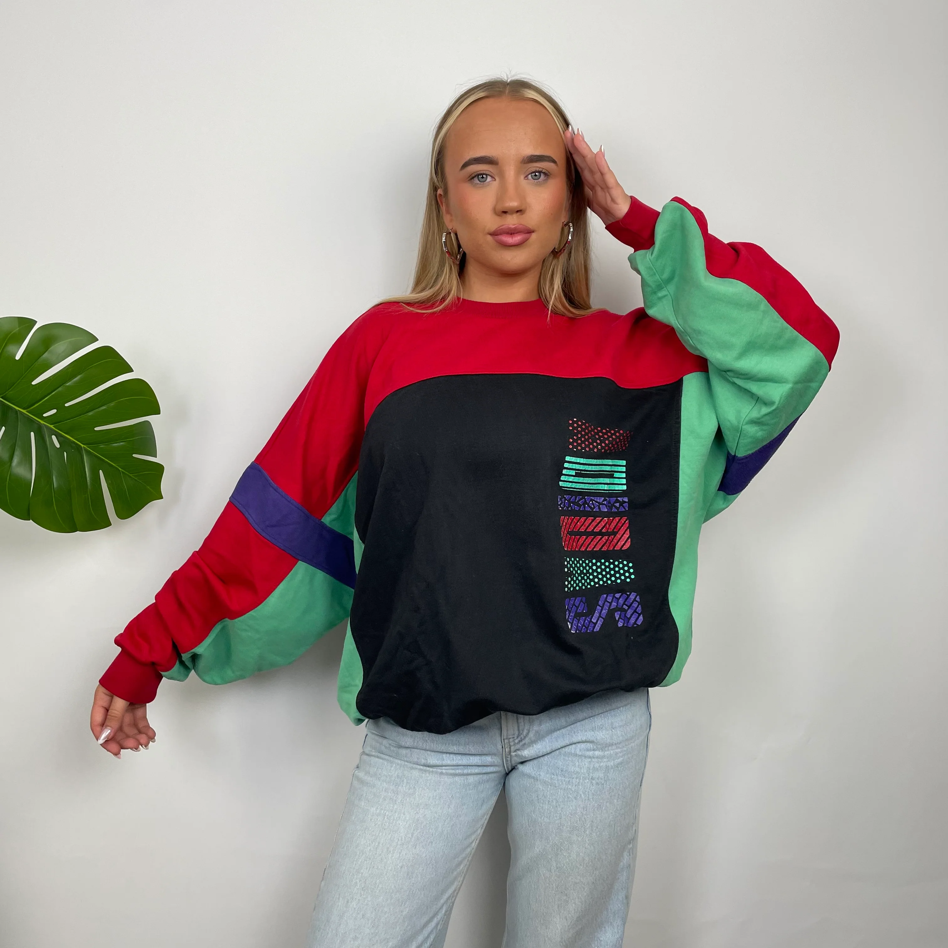 Adidas Colour Block Spell Out Sweatshirt (M) - Image 3