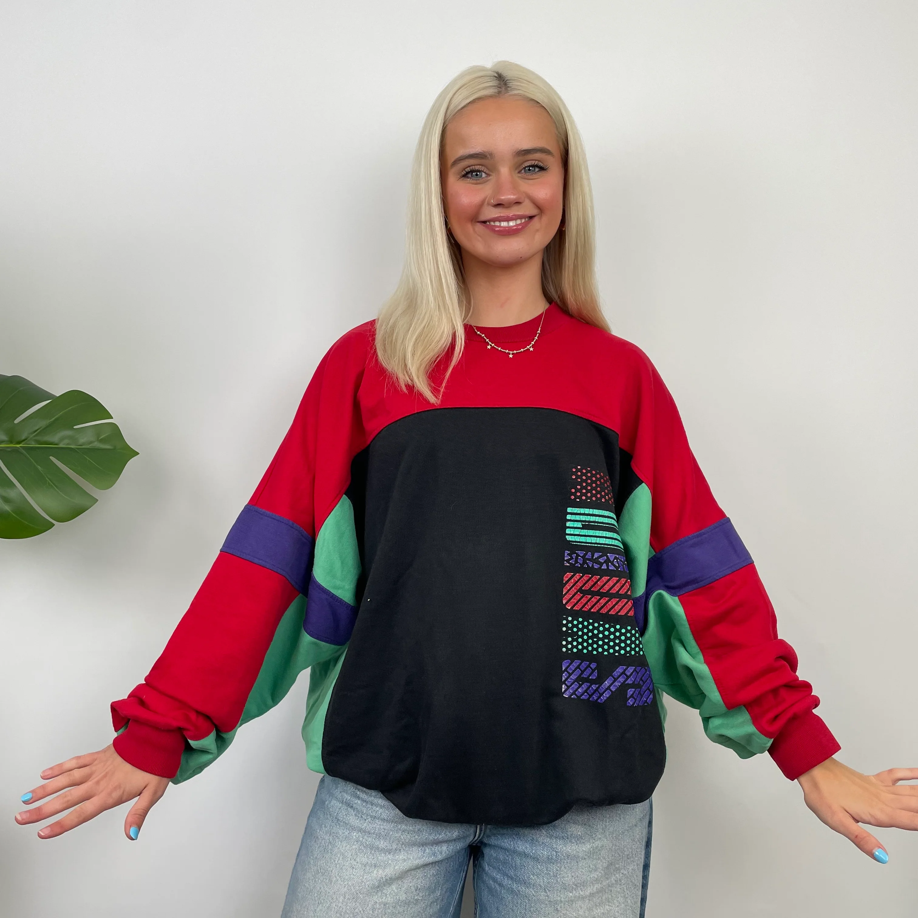 Adidas Colour Block Spell Out Sweatshirt (M) - Image 2