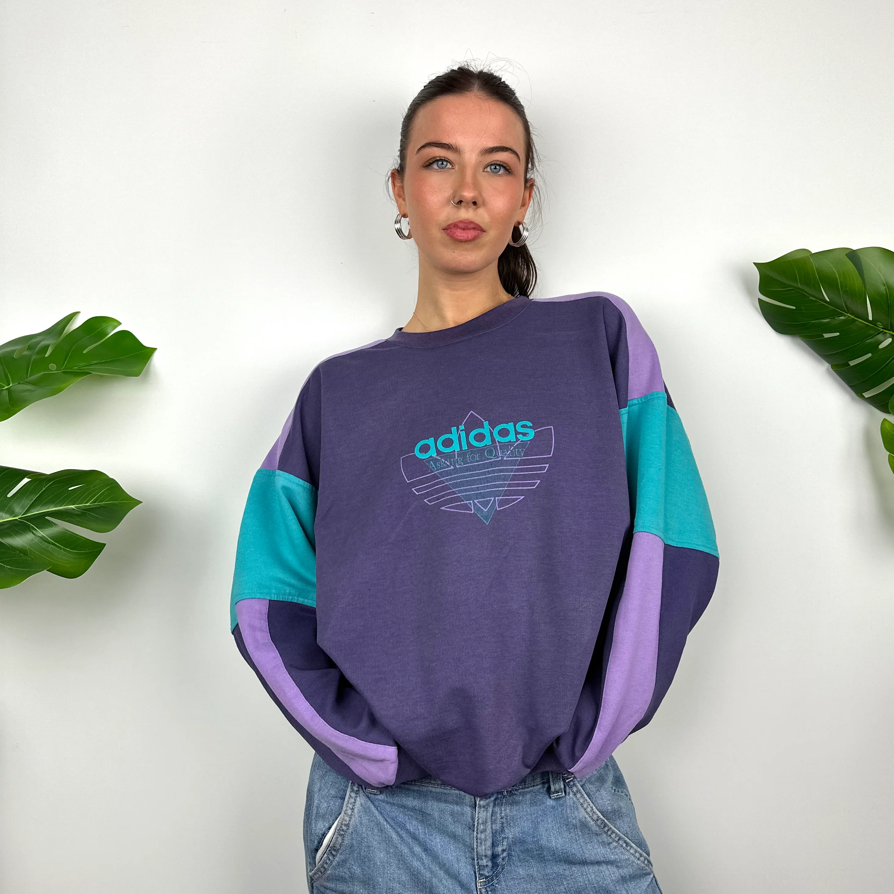 Adidas Purple Colour Block Sweatshirt (L) - Image 5