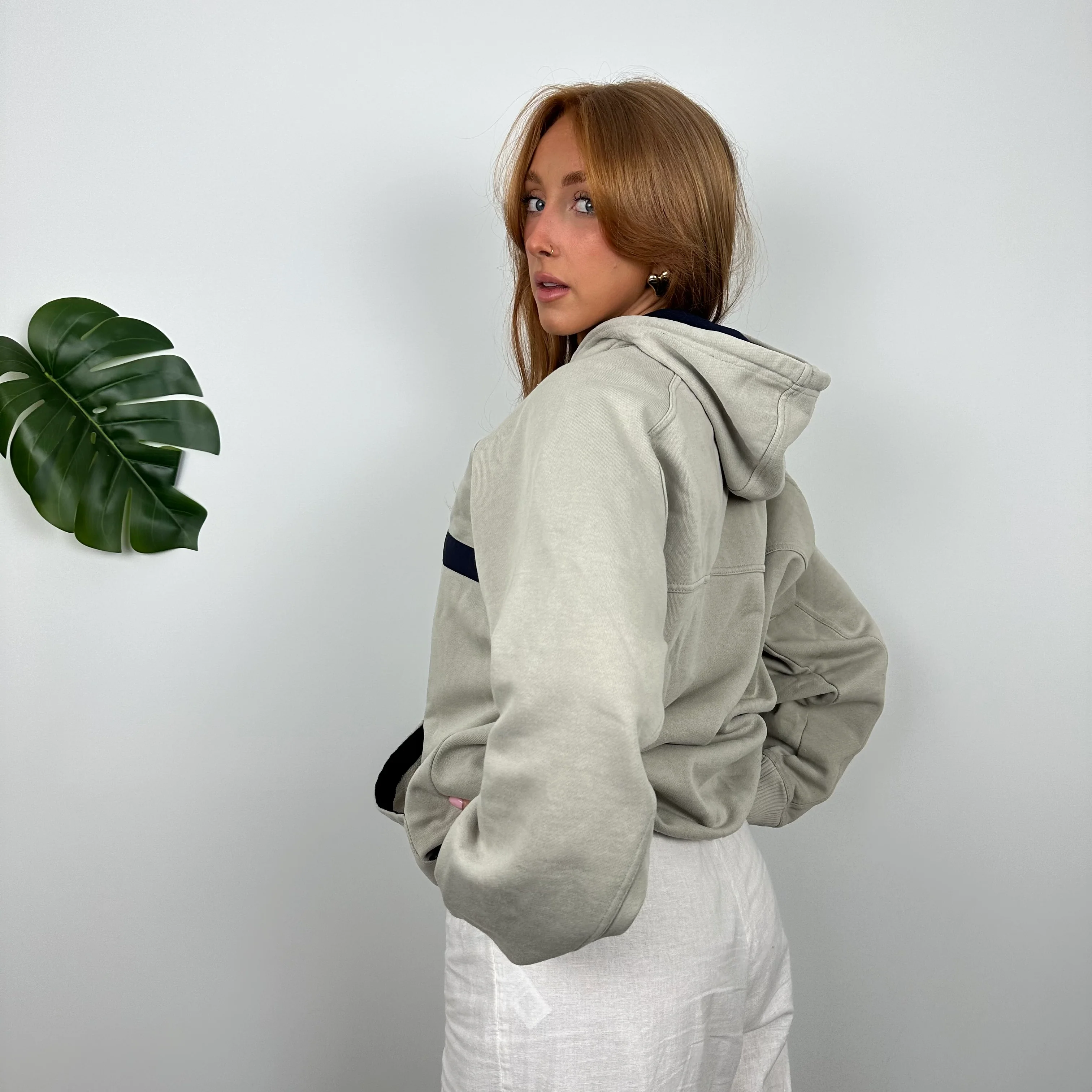 Adidas Cream Embroidered Spell Out Hoodie (M) - Image 8
