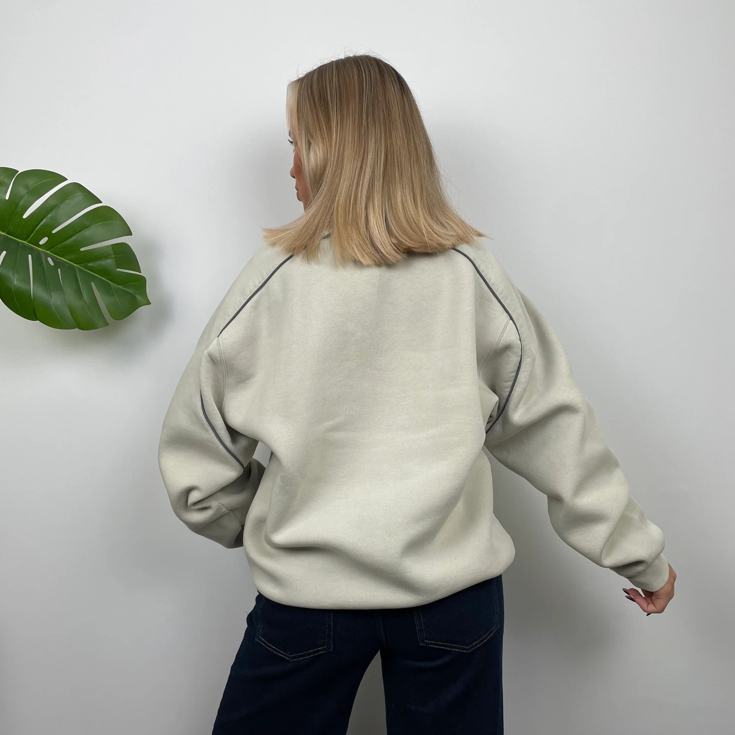 Adidas Cream Embroidered Spell Out Sweatshirt (L) - Image 7